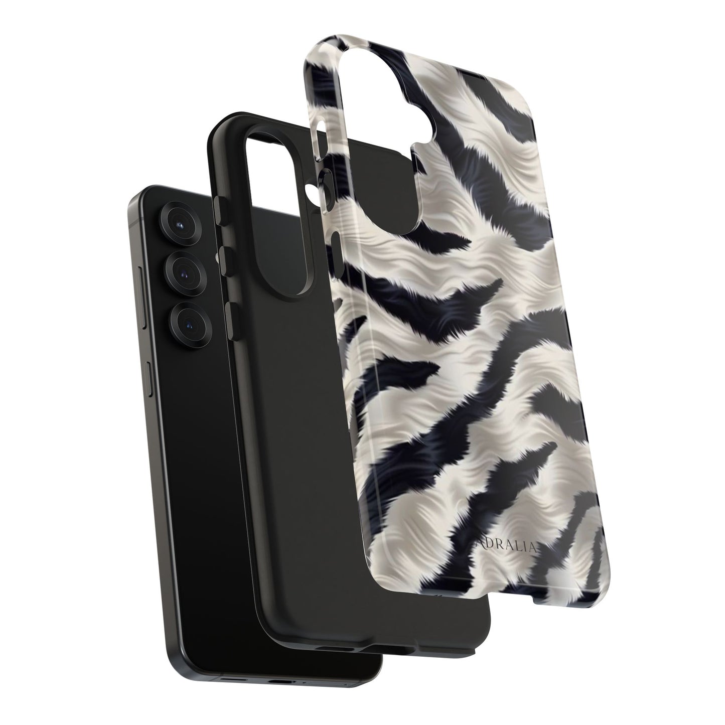 Faux Fur Zebra Tough Phone Case — Black & Ivory Animal Print