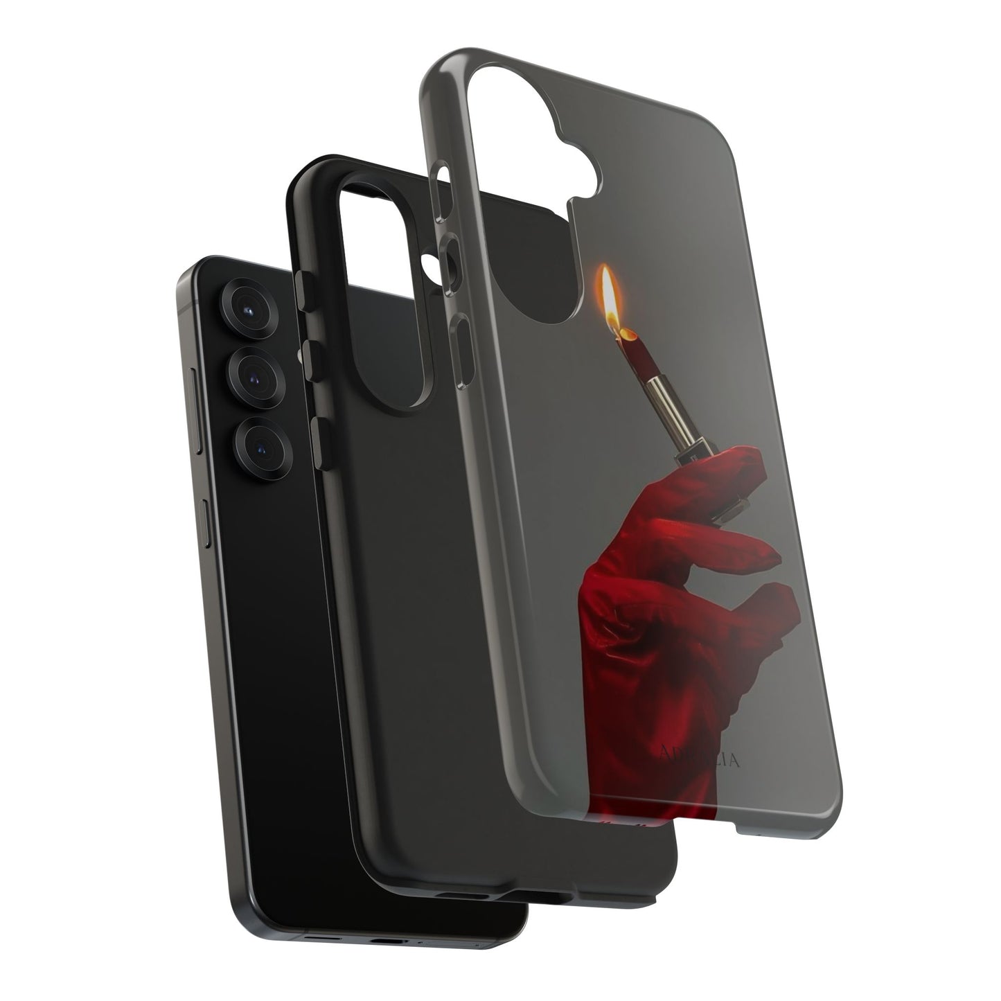 Red Glove Lighter Tough Phone Case — Dark Gothic Flame Protective Cover