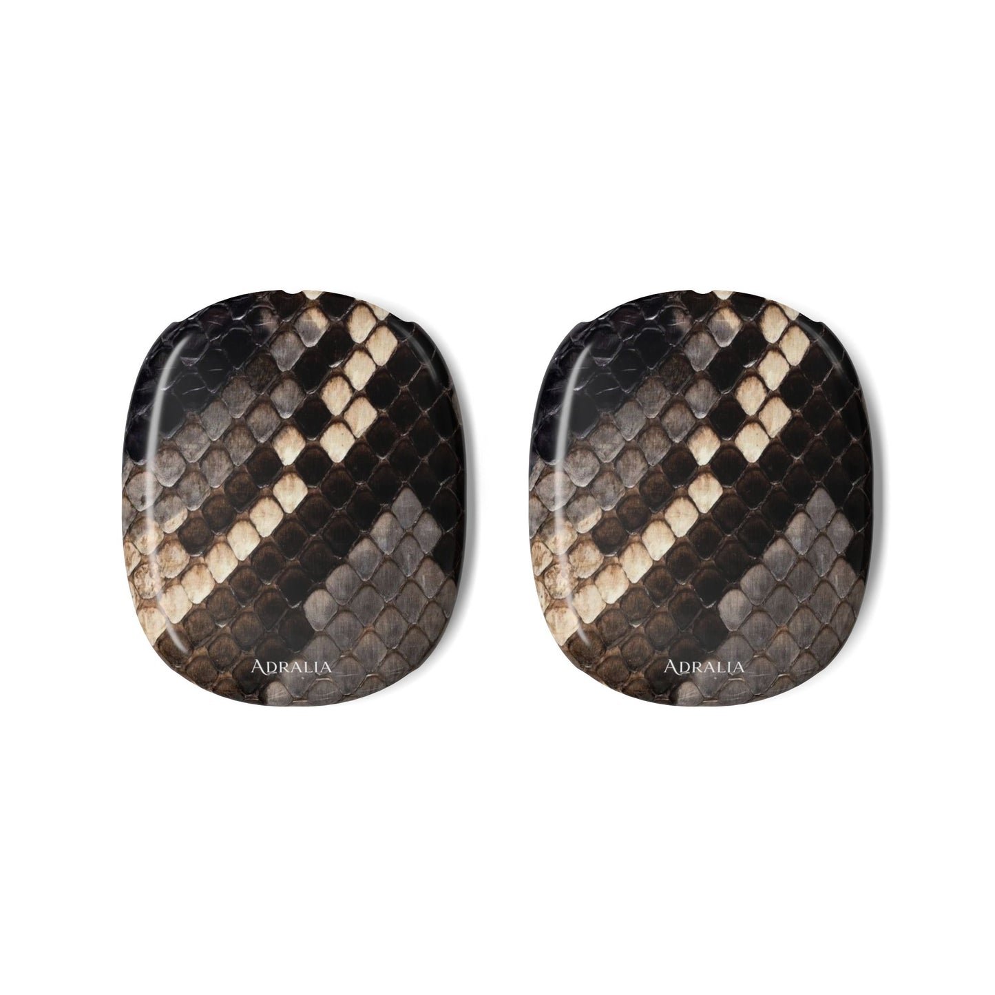 Snake Skin AirPods Max Shell Case — Realistic Brown Python Print Headphone Covers