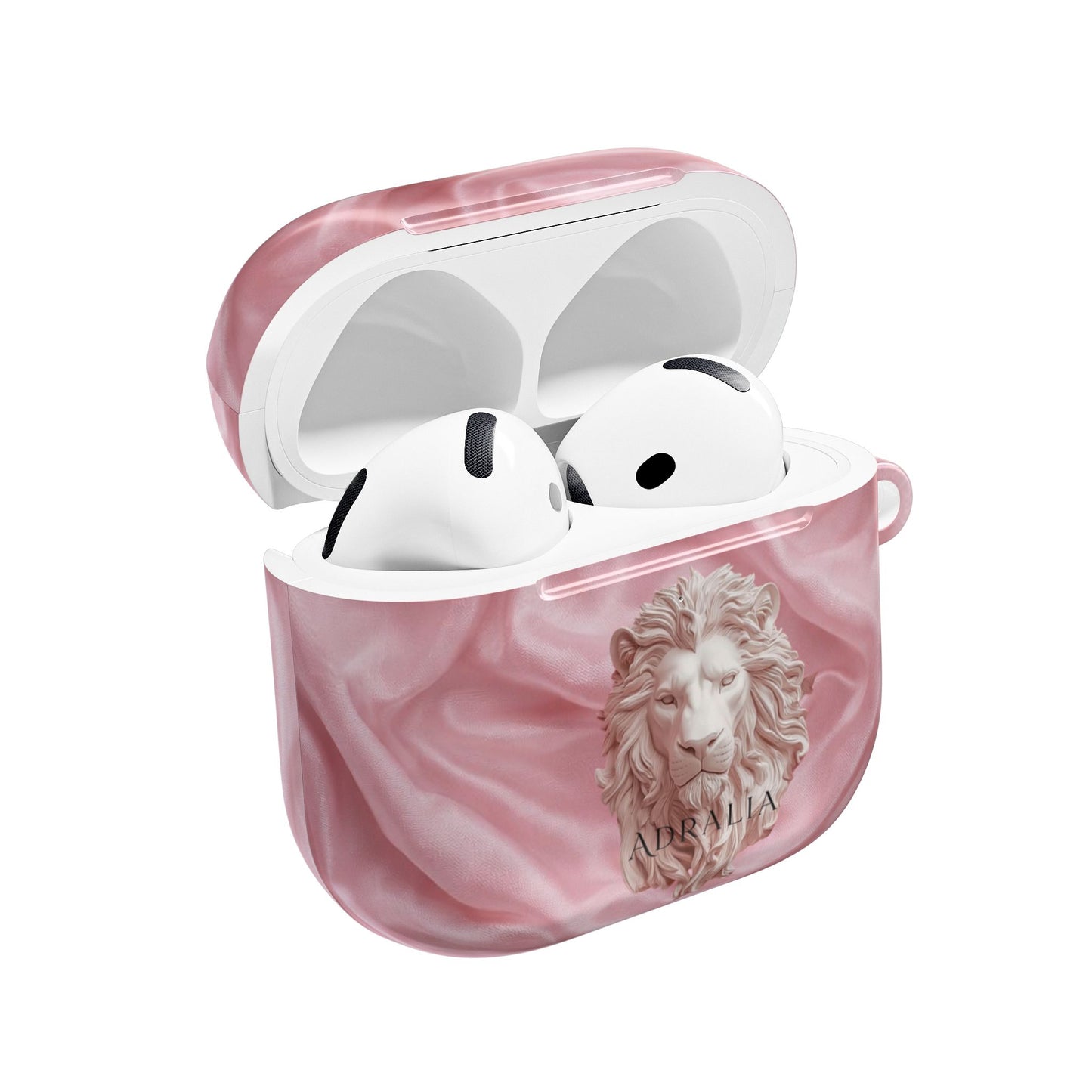 Pink Marble Lion AirPod Case — Elegant Protective Cover