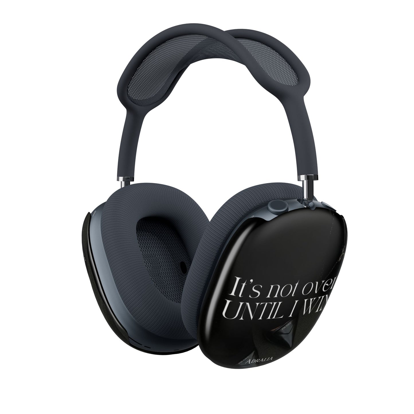 AirPods Max Case — "It's Not Over Until I Win" Black Motivational Shell