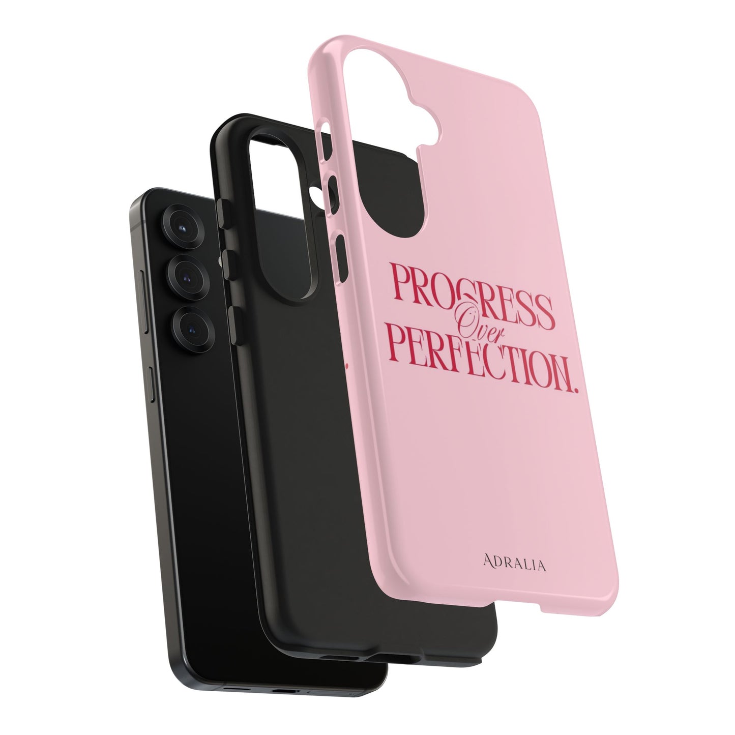 Progress Over Perfection Tough Phone Case — Pink Inspirational Protective Cover