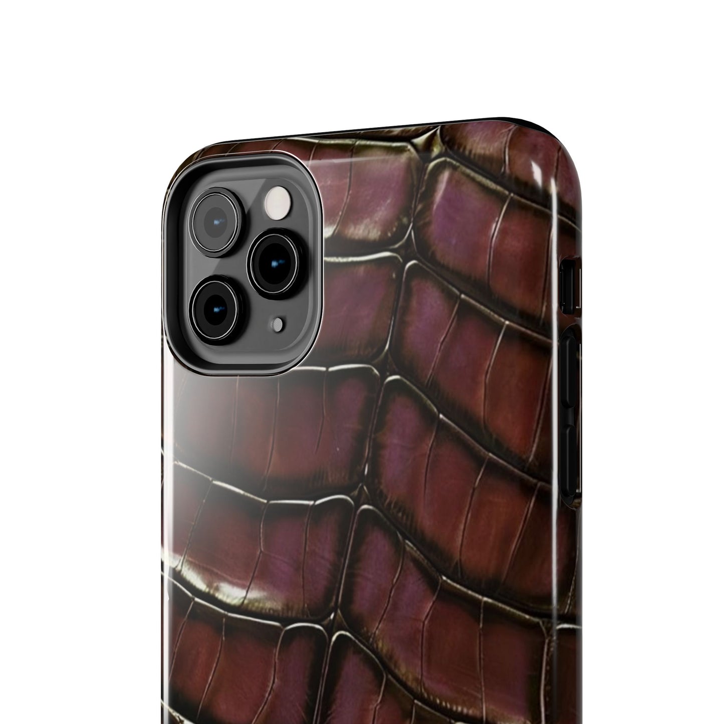 Croc-Embossed Tough Phone Case — Burgundy Faux Alligator with ADRALIA Accent