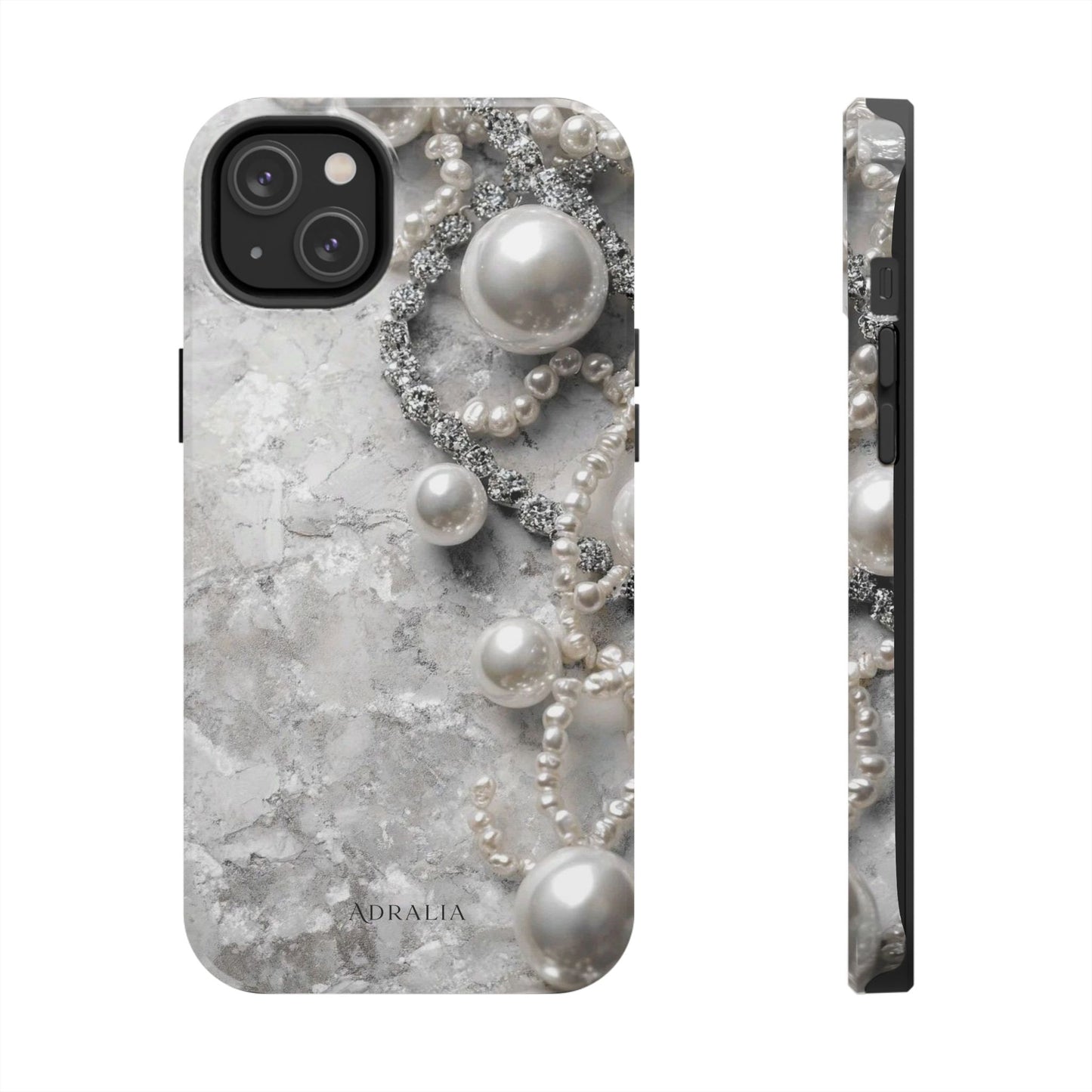 Pearl Luxe Tough Phone Case — Elegant Pearl & Crystal Protective Cover