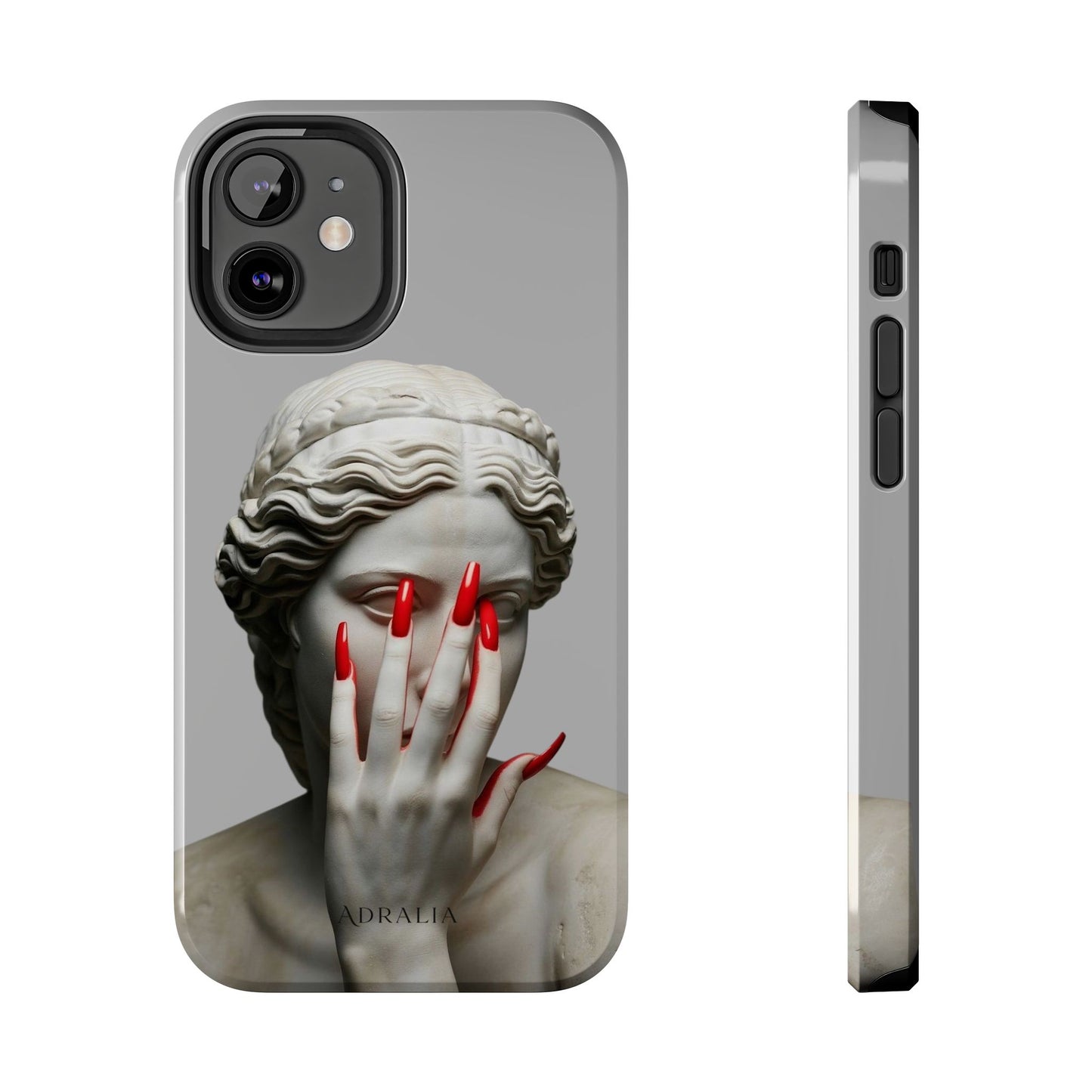 Statue with Red Nails Phone Case — Moody Classical Art Protective Case