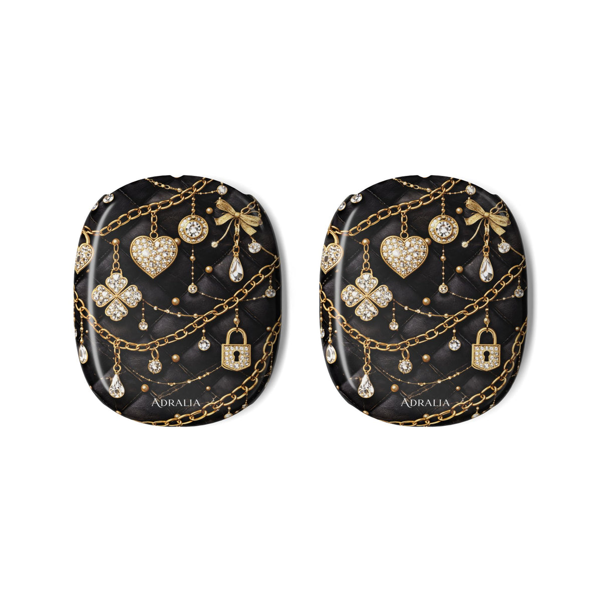 AirPods Max Shell Case — Black Jeweled Chains Design