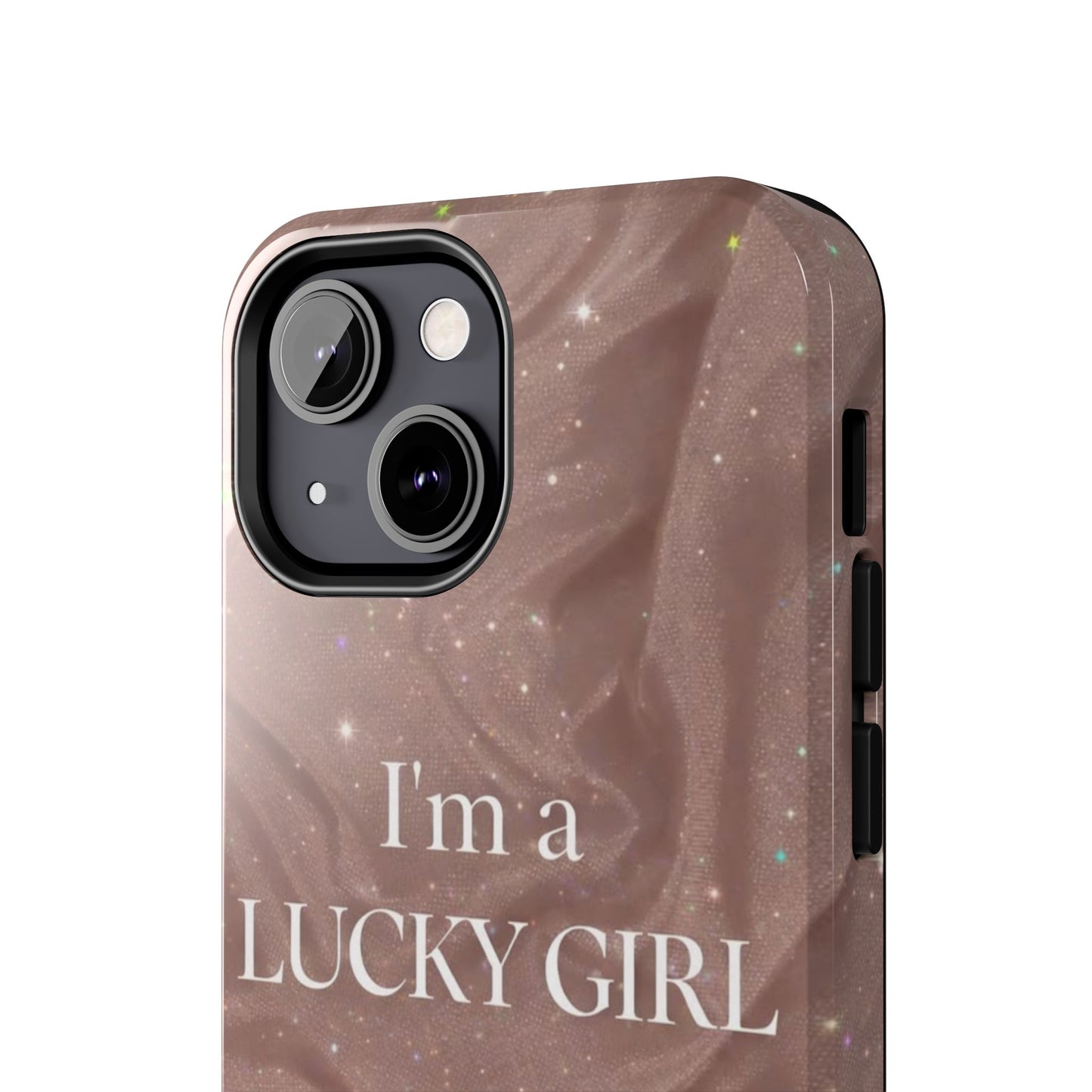 I'm a Lucky Girl Tough Phone Case – Sparkling Rose Marble Protective Cover