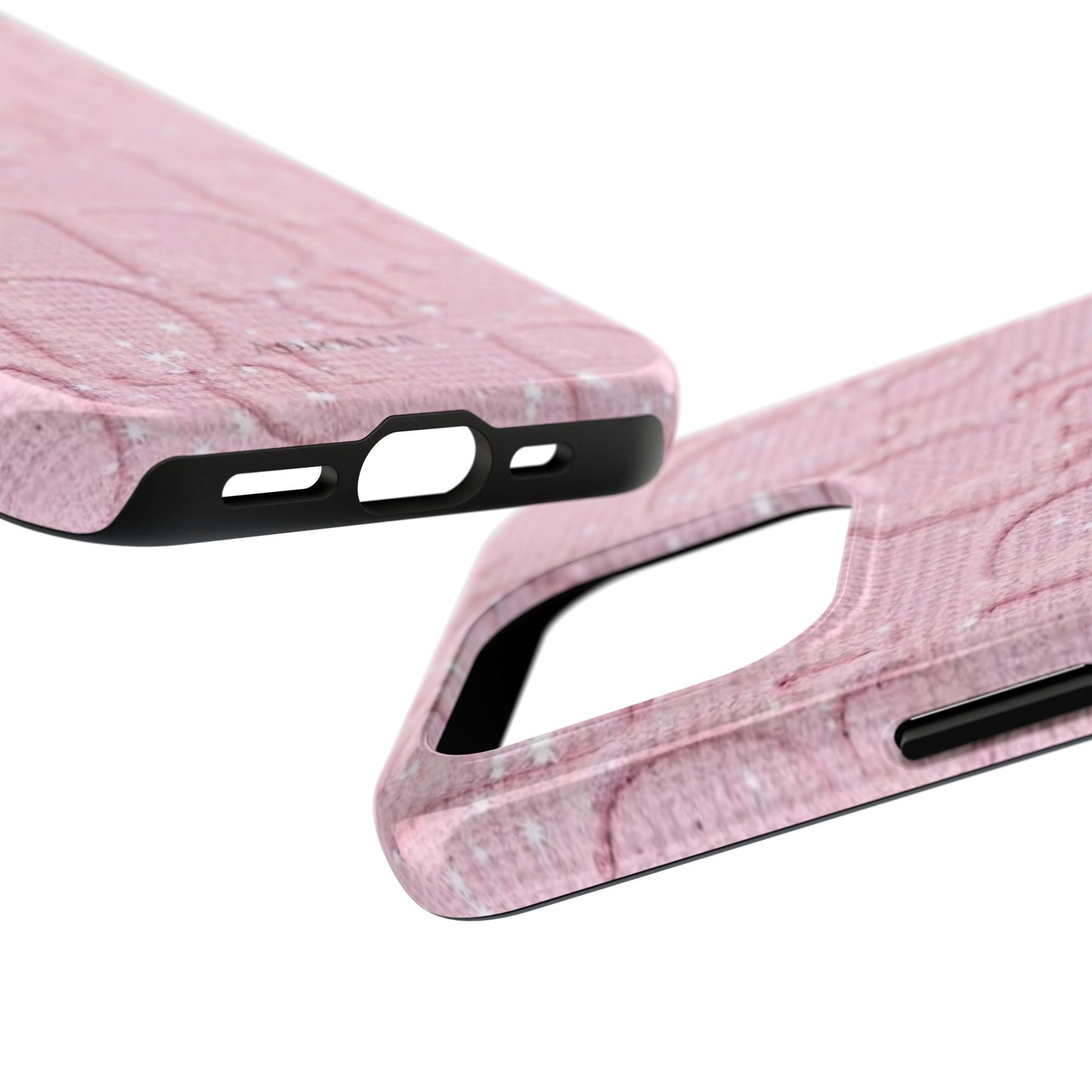 Pink Embossed Tough Phone Case – 'Adralia' Glitter Monogram Protective Cover