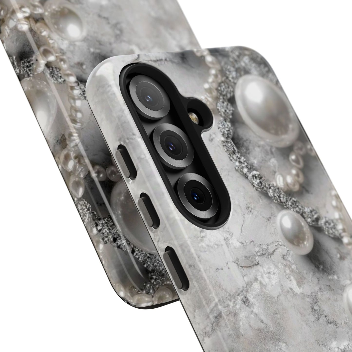 Pearl Luxe Tough Phone Case — Elegant Pearl & Crystal Protective Cover