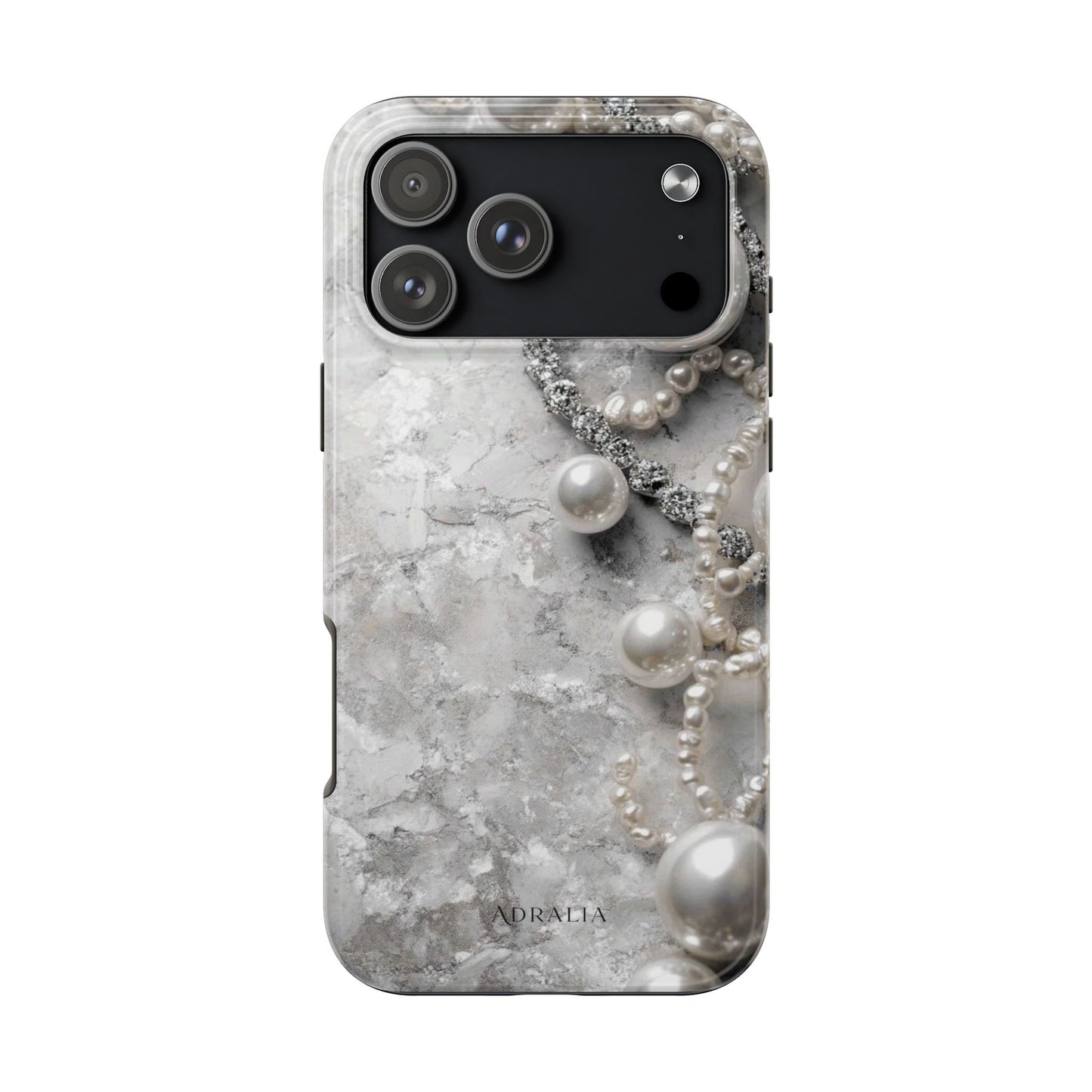 Pearl Luxe Tough Phone Case — Elegant Pearl & Crystal Protective Cover