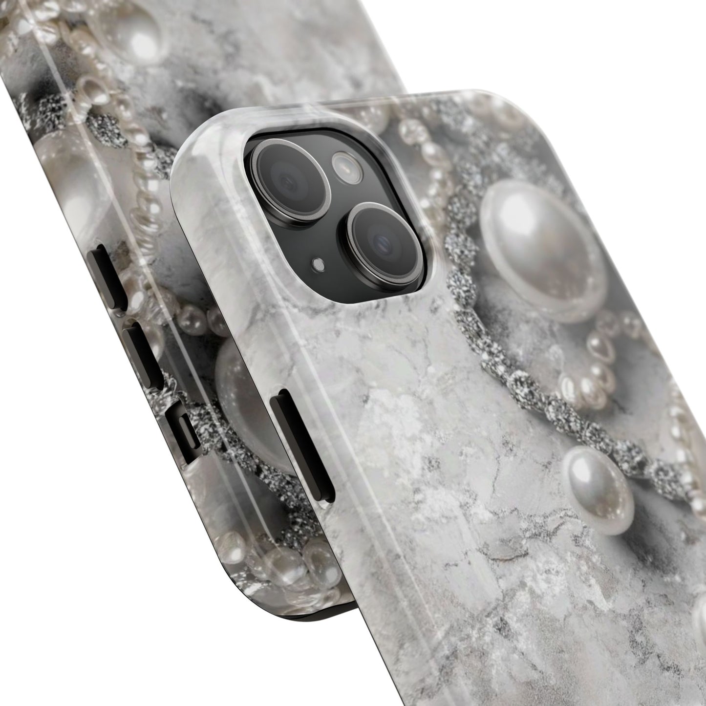Pearl Luxe Tough Phone Case — Elegant Pearl & Crystal Protective Cover