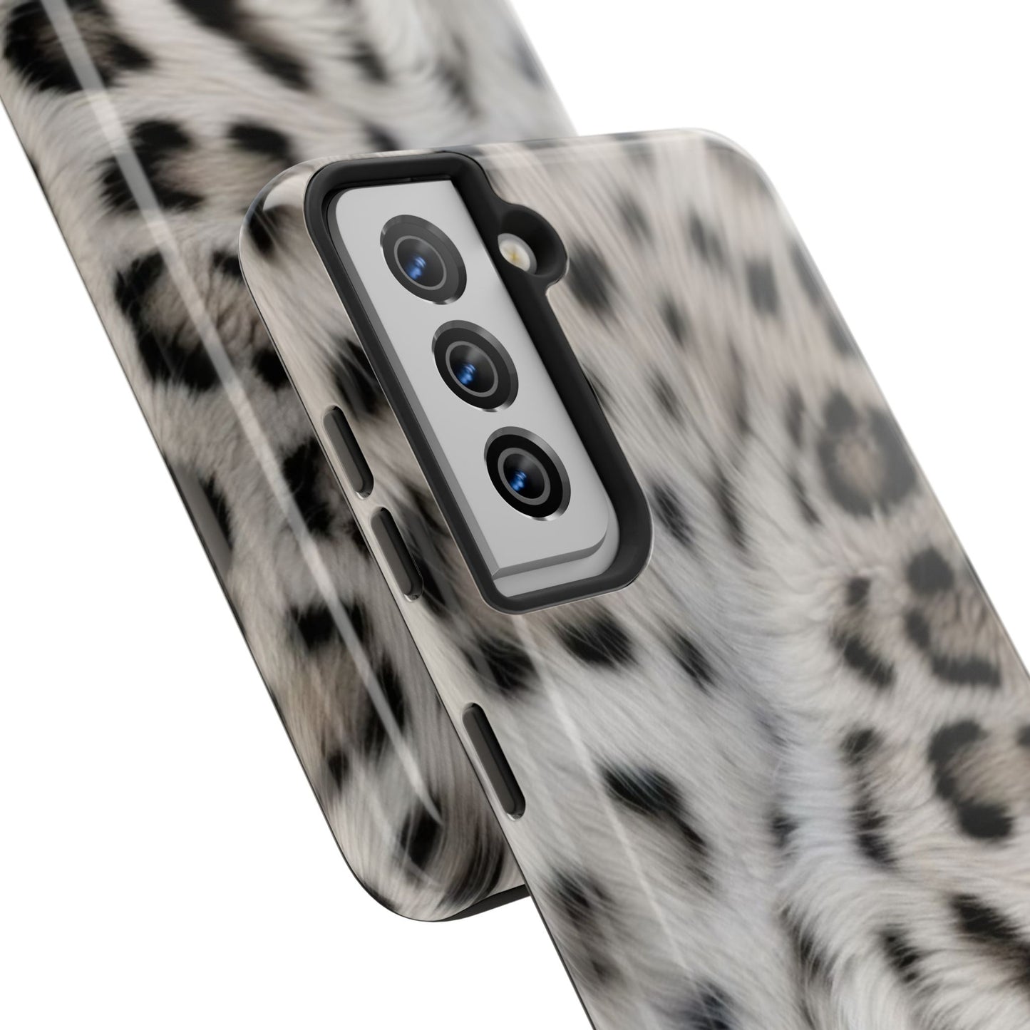 Leopard Fur Tough Phone Case — White Snow Cheetah Protective Cover
