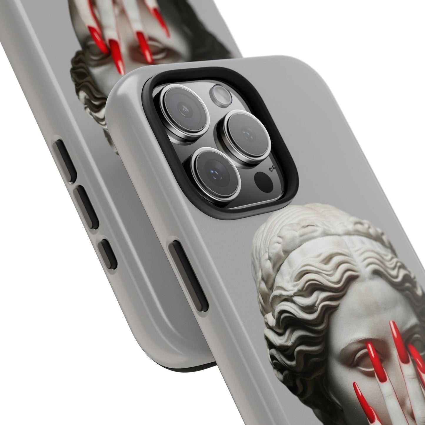 Statue with Red Nails Phone Case — Moody Classical Art Protective Case