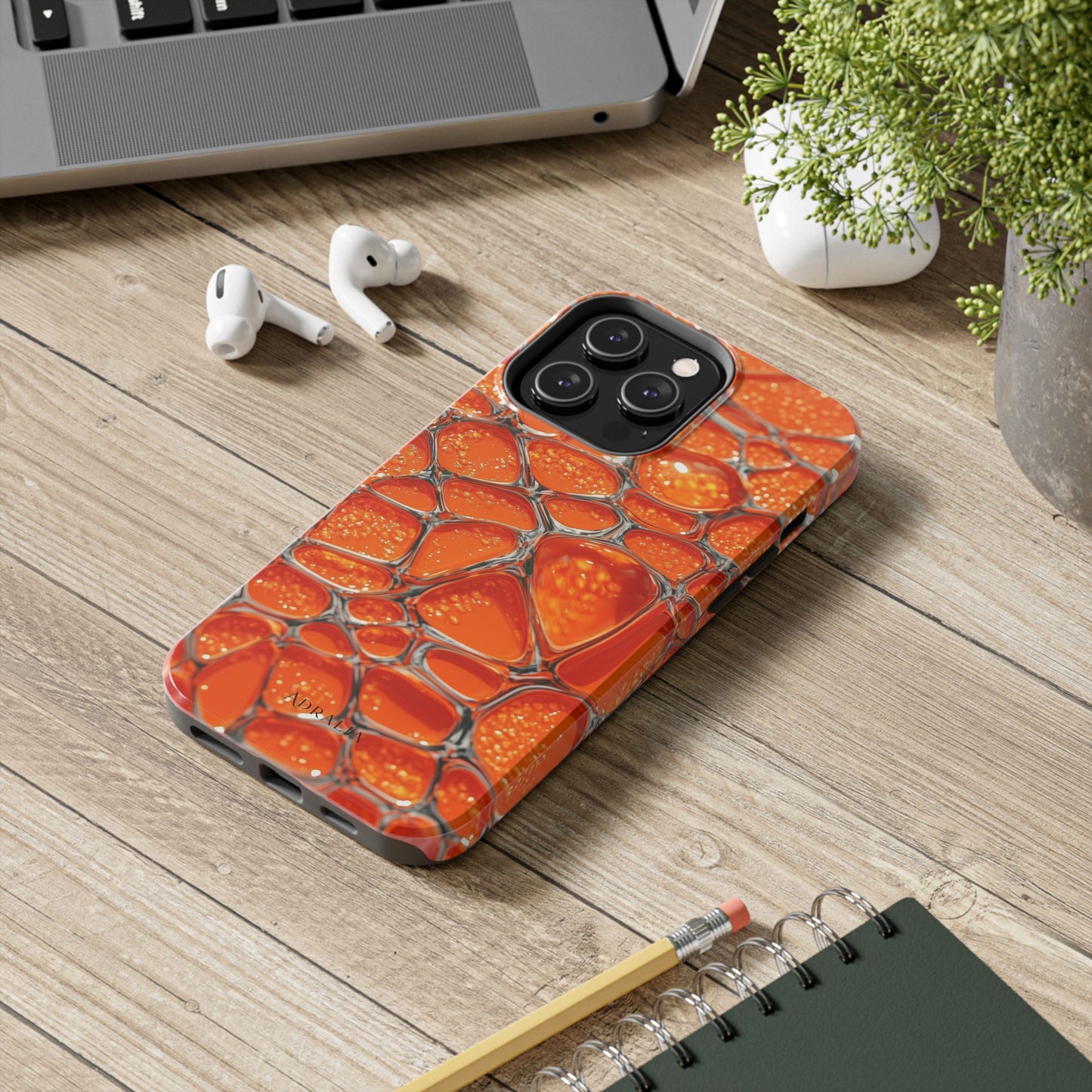 Orange Resin Abstract Tough Phone Case — Durable Protective iPhone Cover