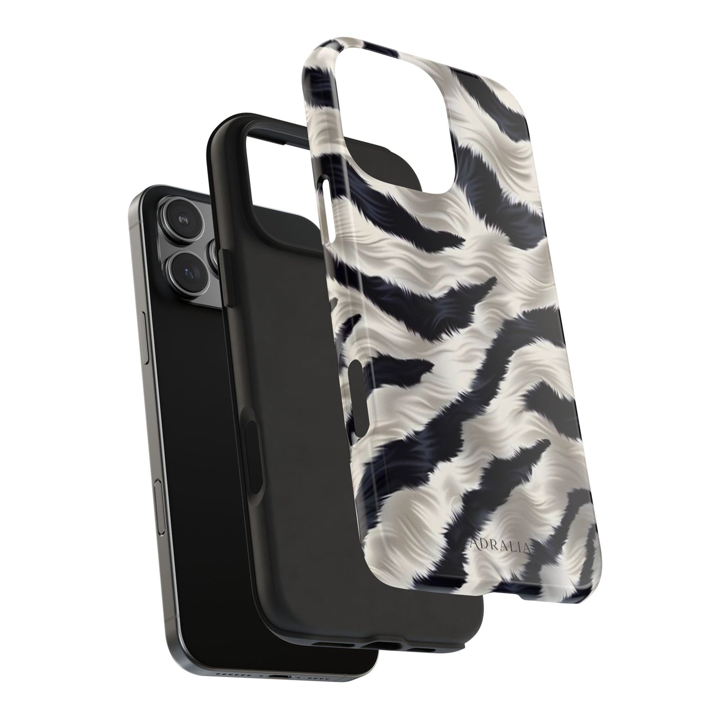 Faux Fur Zebra Tough Phone Case — Black & Ivory Animal Print