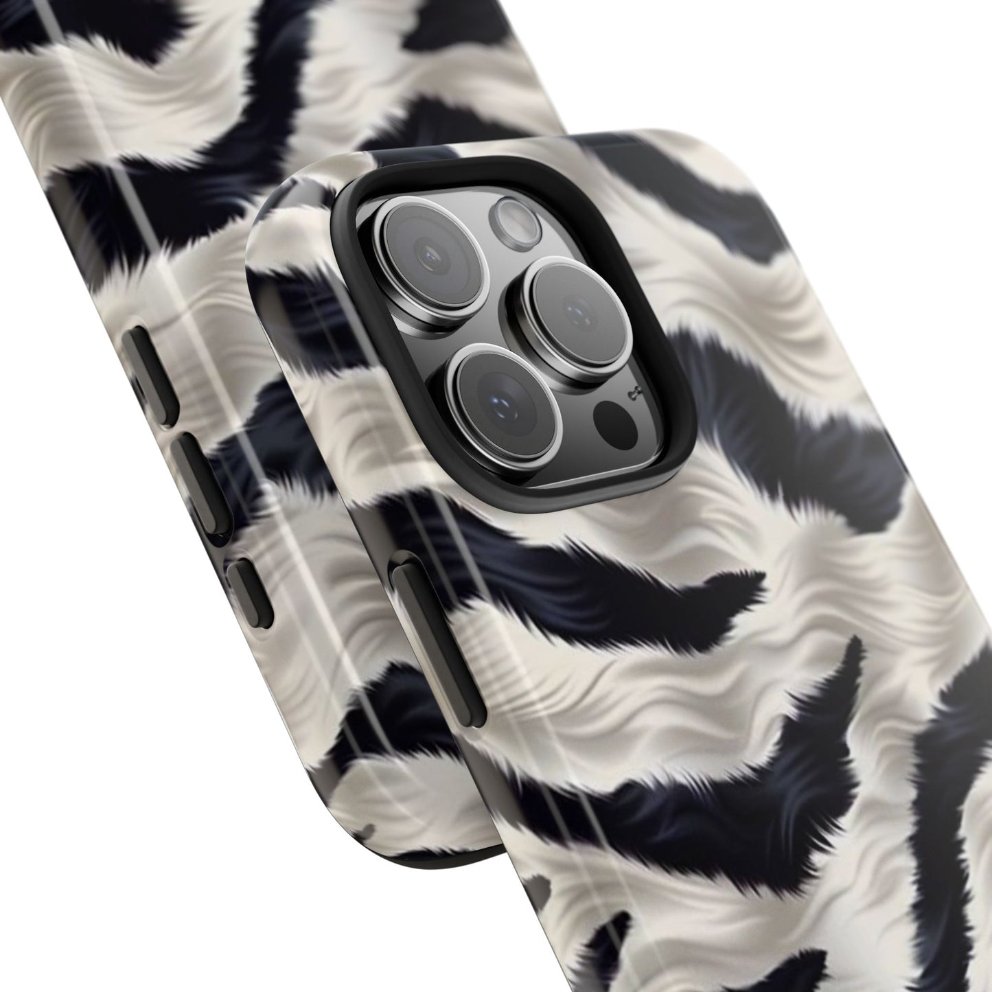Faux Fur Zebra Tough Phone Case — Black & Ivory Animal Print