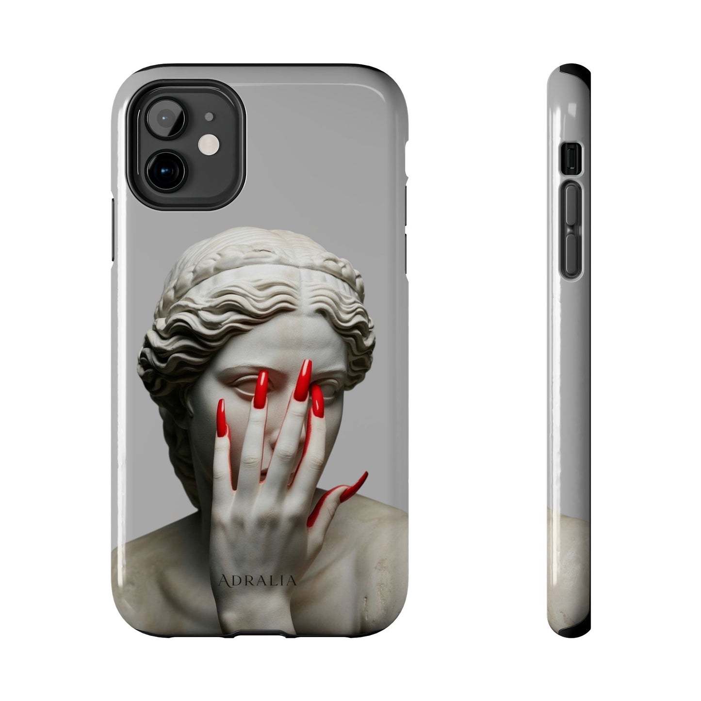 Statue with Red Nails Phone Case — Moody Classical Art Protective Case