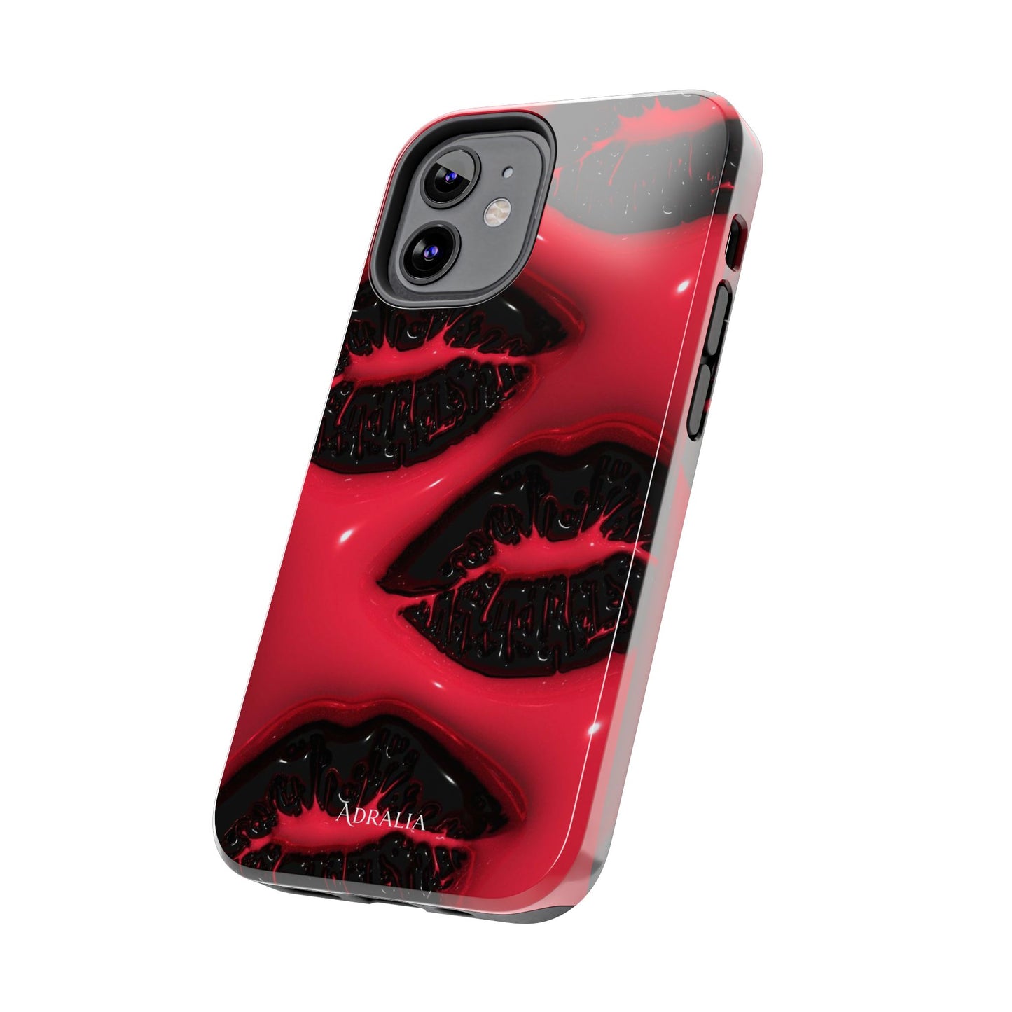 Tough Phone Case – Red Gloss Kiss Print, Shockproof Protective Cover