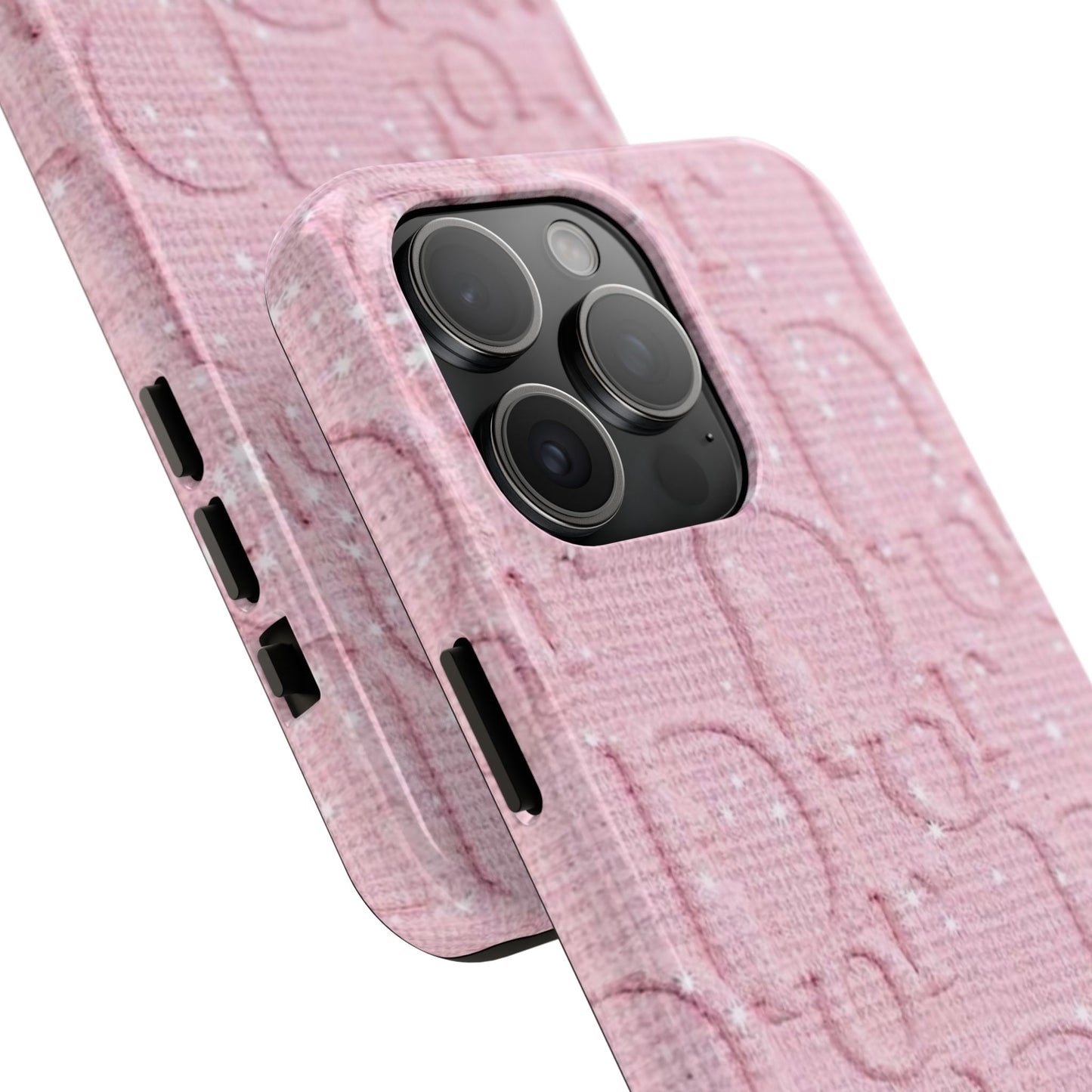 Pink Embossed Tough Phone Case – 'Adralia' Glitter Monogram Protective Cover