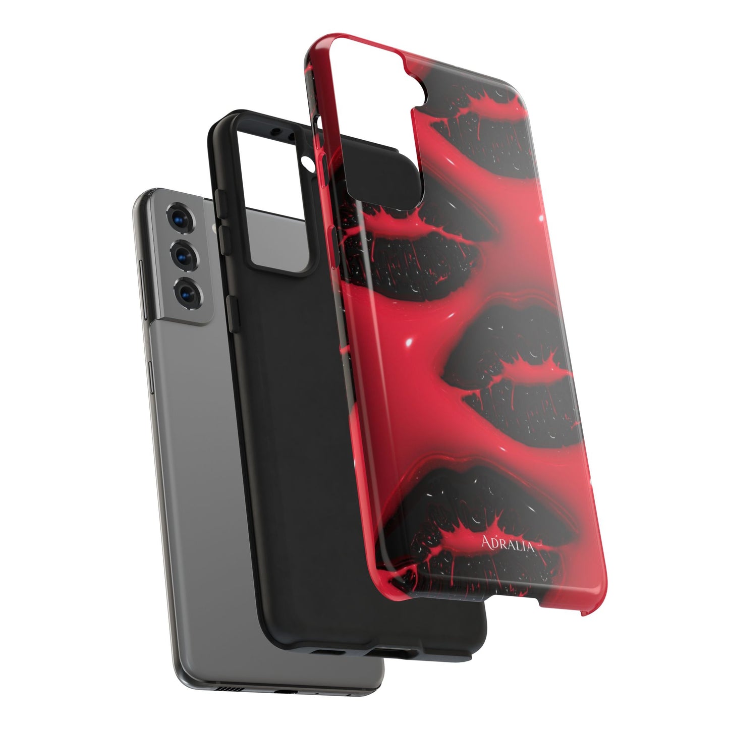 Tough Phone Case – Red Gloss Kiss Print, Shockproof Protective Cover
