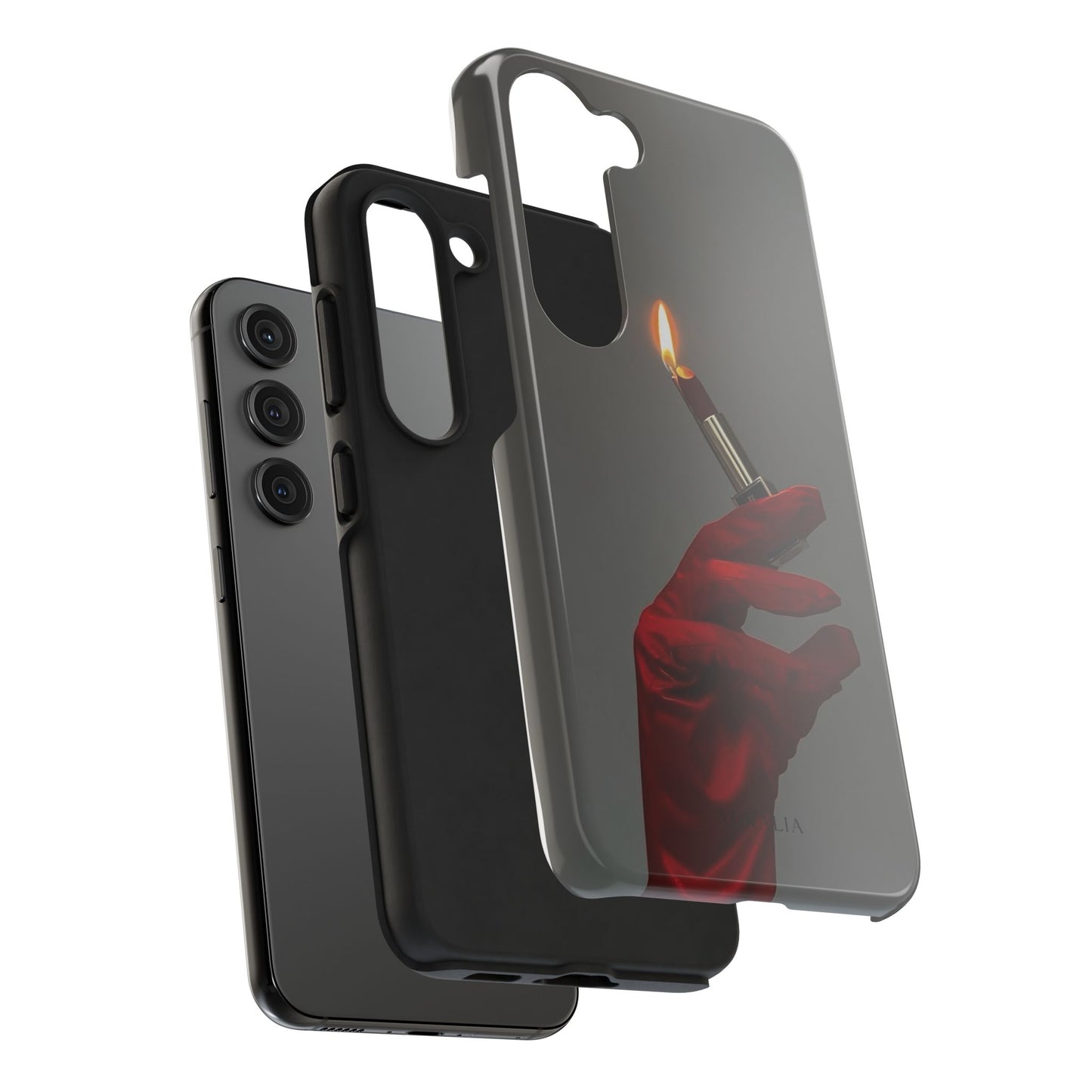 Red Glove Lighter Tough Phone Case — Dark Gothic Flame Protective Cover