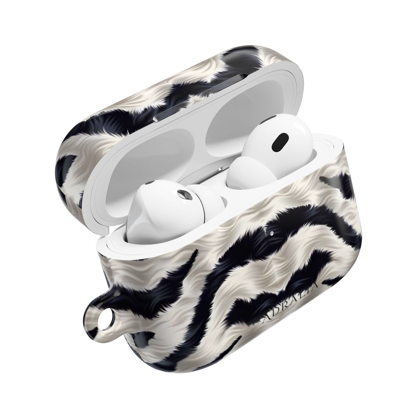Zebra Fur Pattern AirPod Case — Luxe Black & White Animal Print Protective Cover