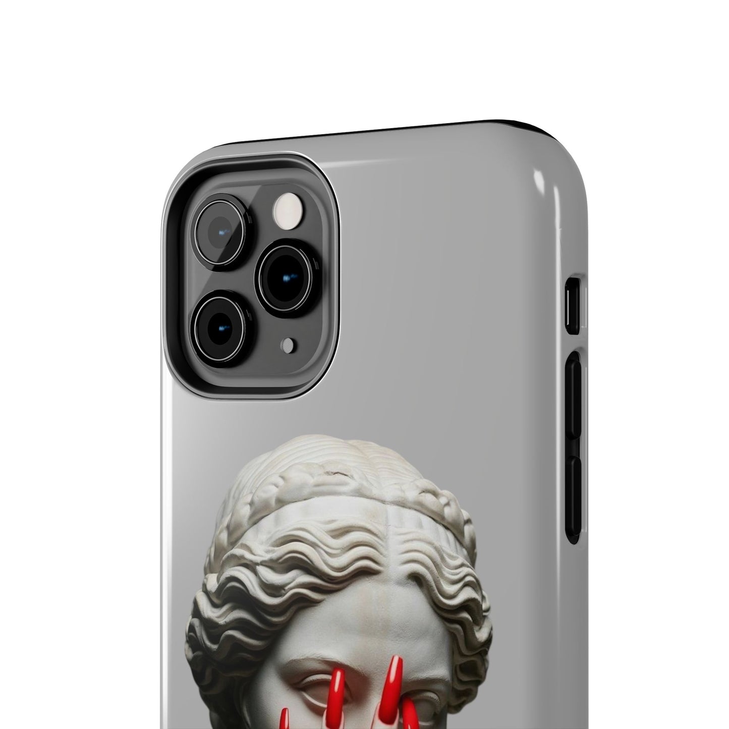 Statue with Red Nails Phone Case — Moody Classical Art Protective Case