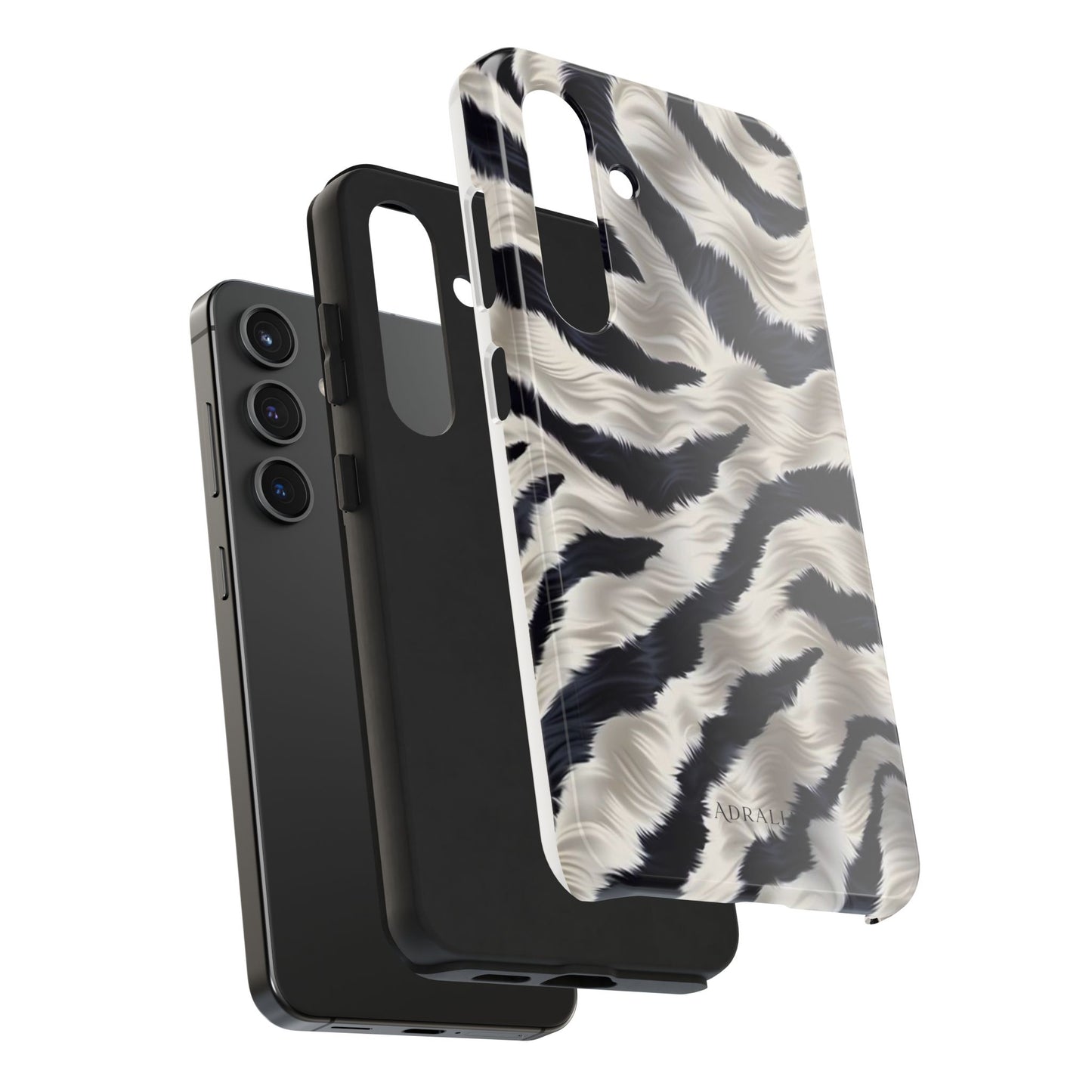 Faux Fur Zebra Tough Phone Case — Black & Ivory Animal Print