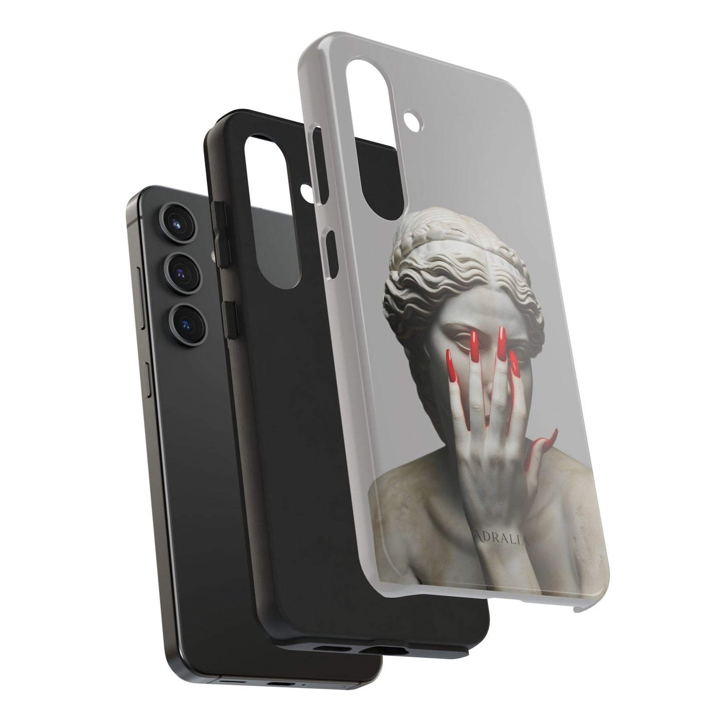 Statue with Red Nails Phone Case — Moody Classical Art Protective Case