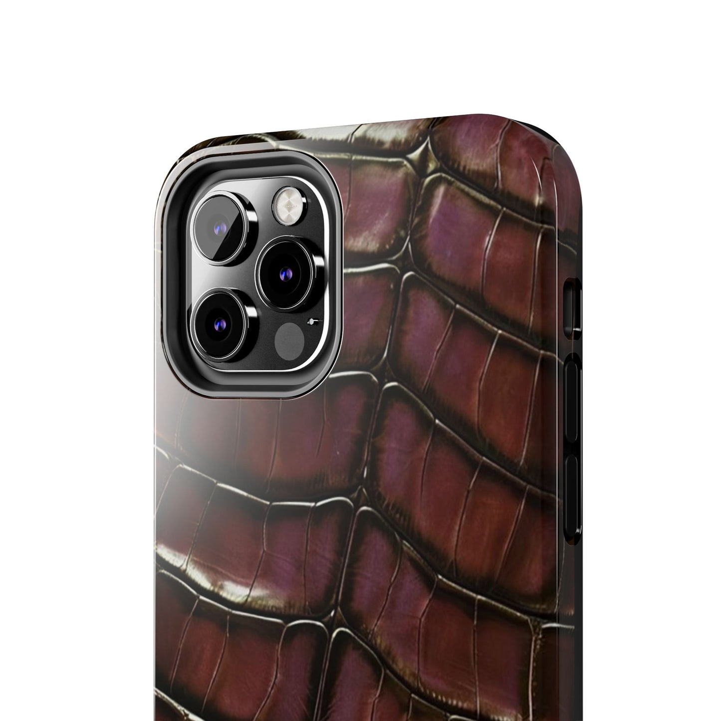 Croc-Embossed Tough Phone Case — Burgundy Faux Alligator with ADRALIA Accent