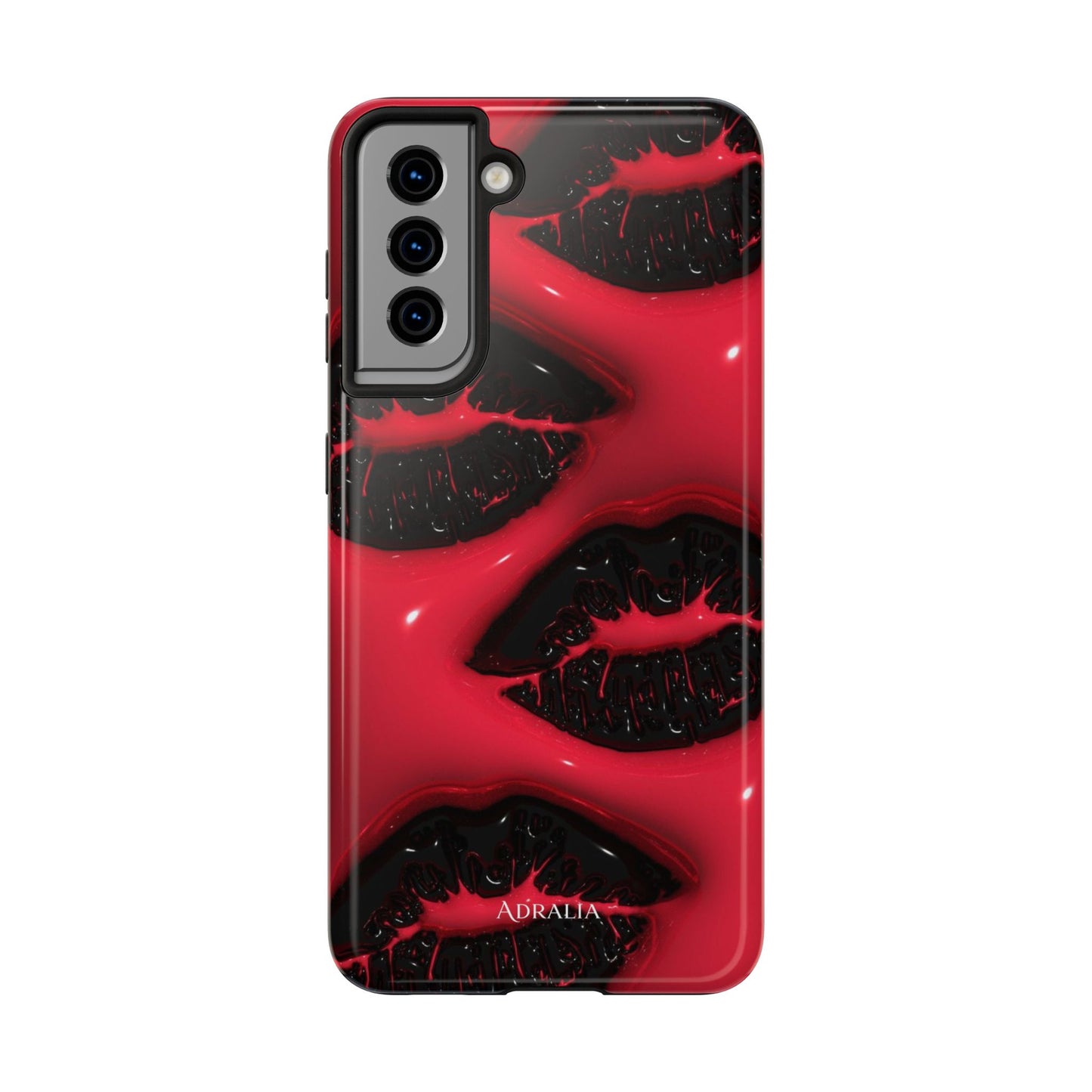 Tough Phone Case – Red Gloss Kiss Print, Shockproof Protective Cover
