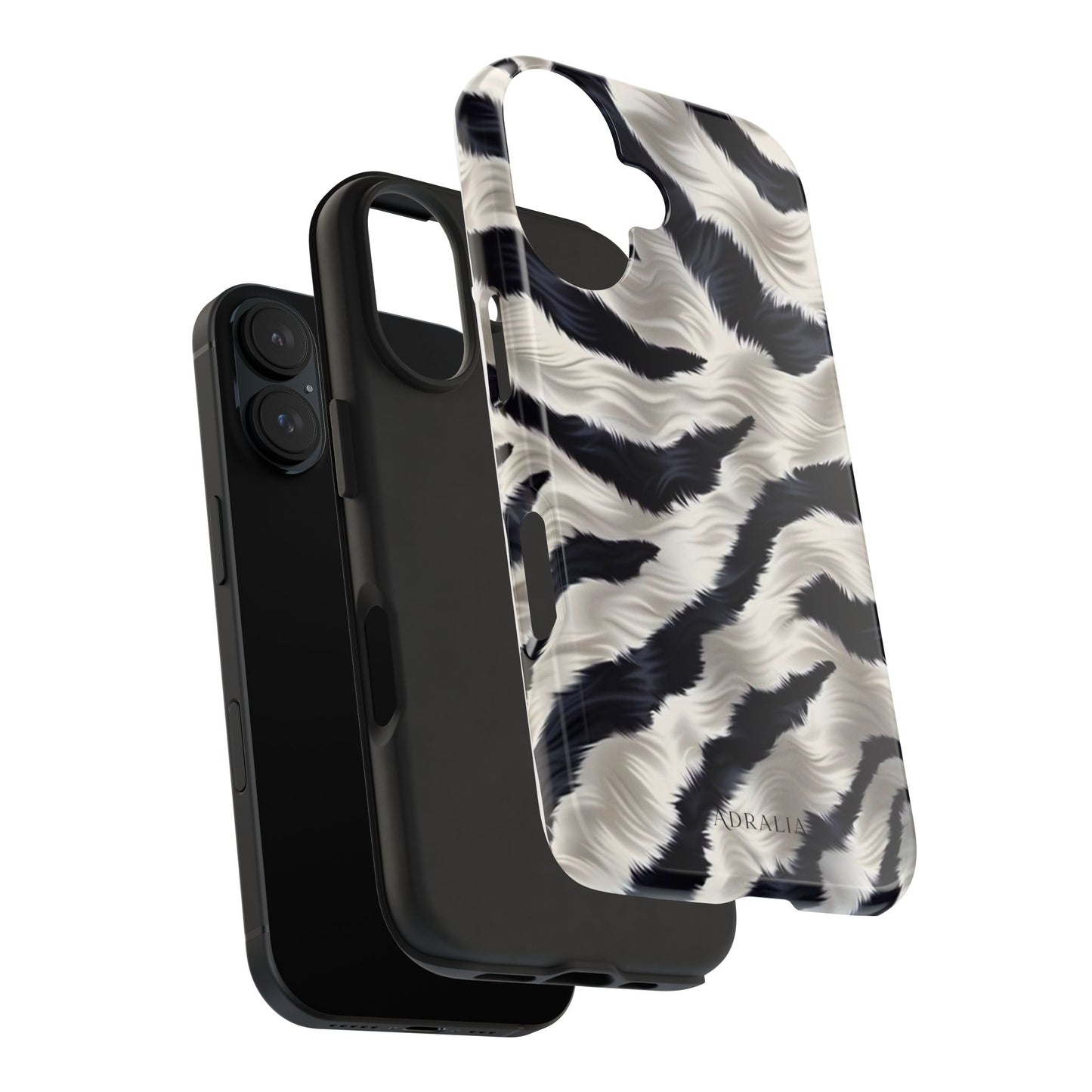 Faux Fur Zebra Tough Phone Case — Black & Ivory Animal Print
