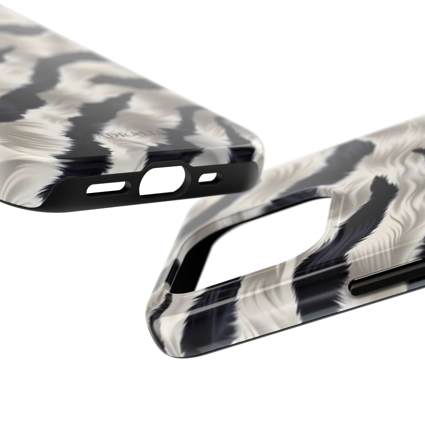 Faux Fur Zebra Tough Phone Case — Black & Ivory Animal Print