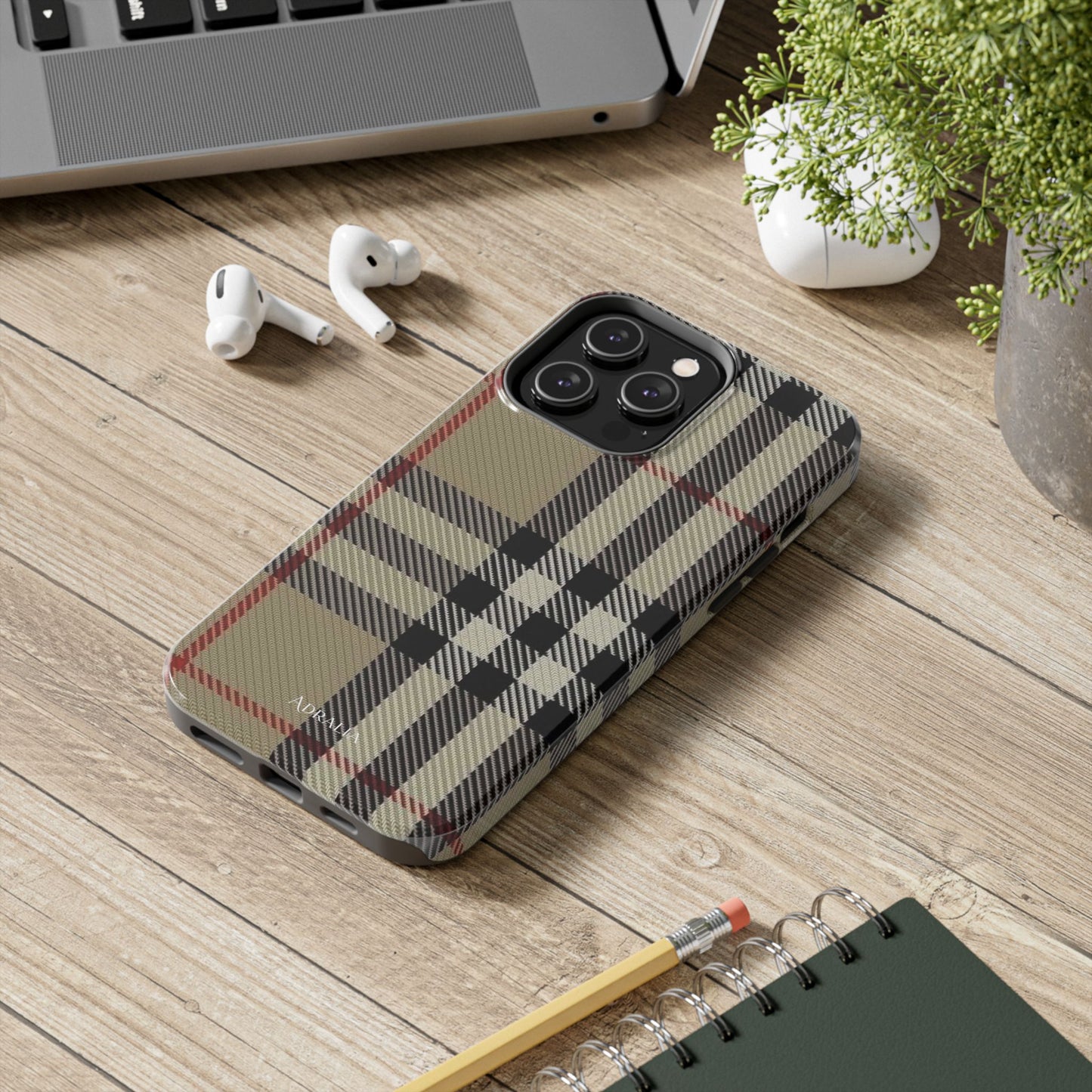 Plaid Tough Phone Case — Classic Beige Check Protective Cover