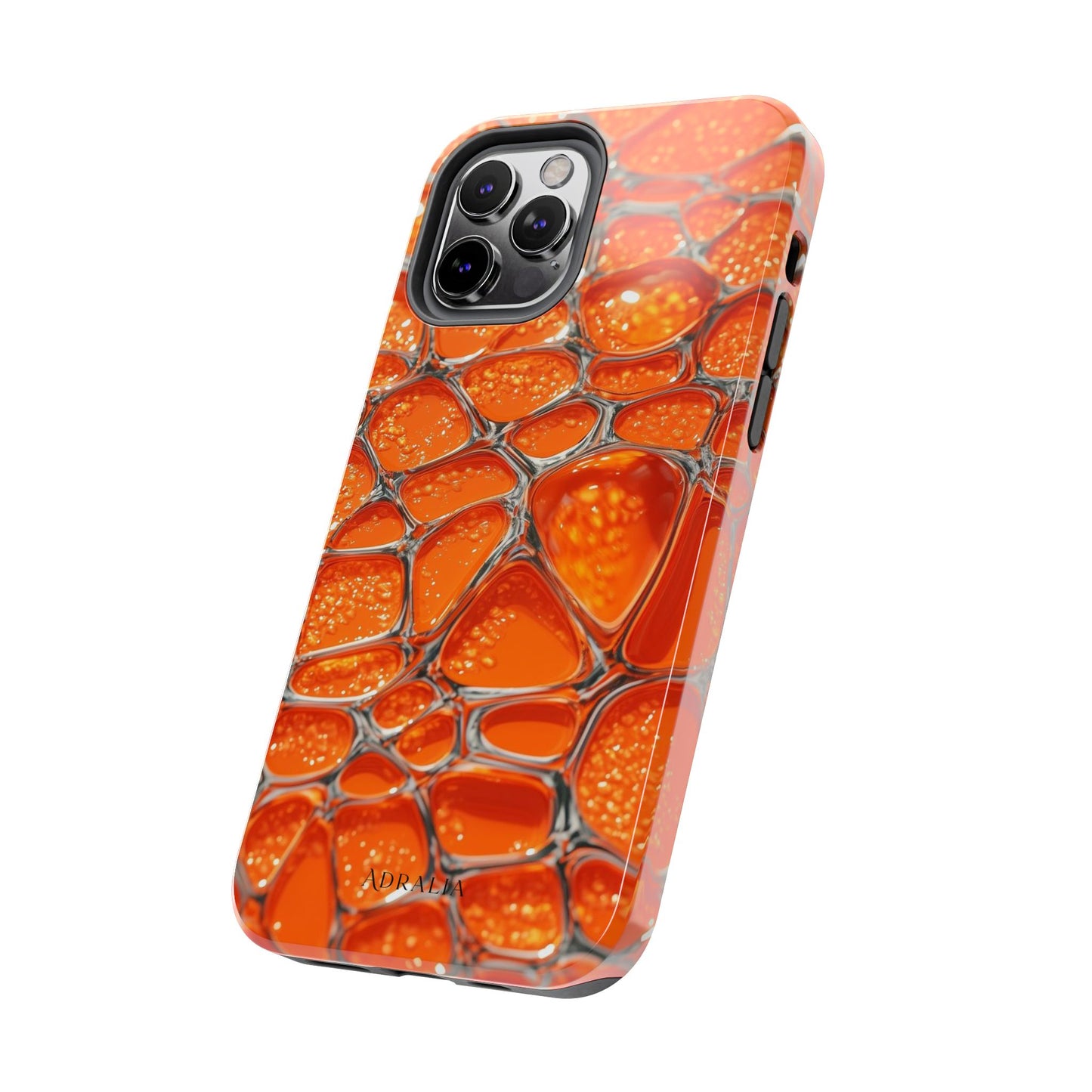Orange Resin Abstract Tough Phone Case — Durable Protective iPhone Cover