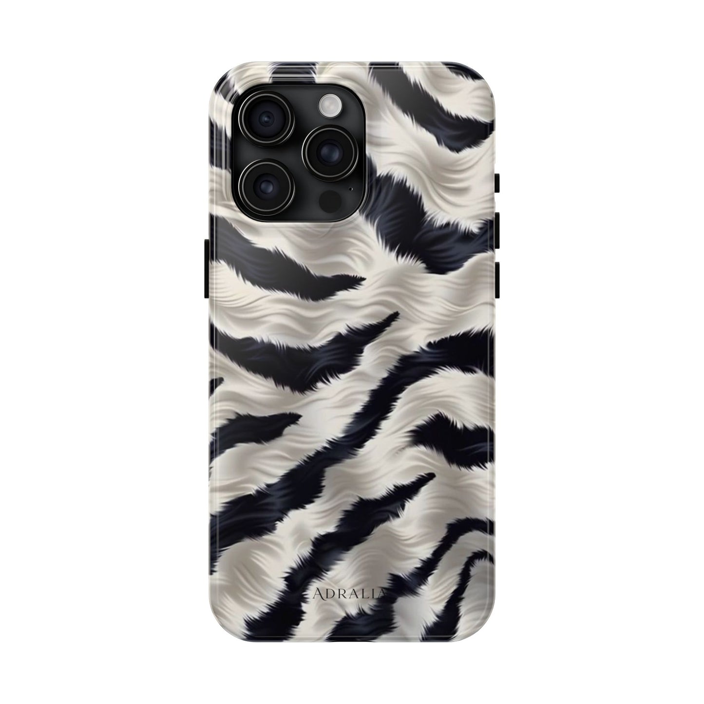 Faux Fur Zebra Tough Phone Case — Black & Ivory Animal Print