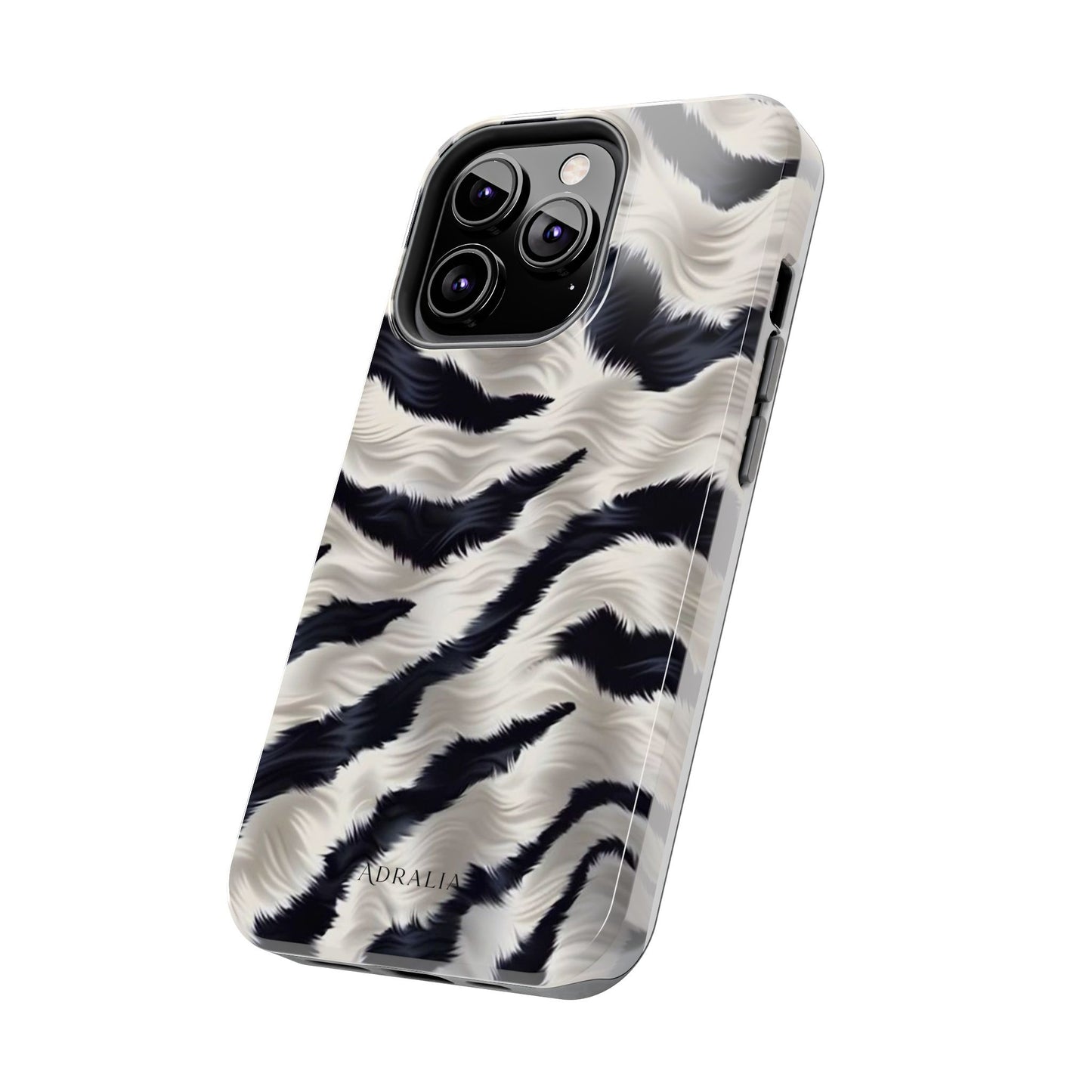 Faux Fur Zebra Tough Phone Case — Black & Ivory Animal Print