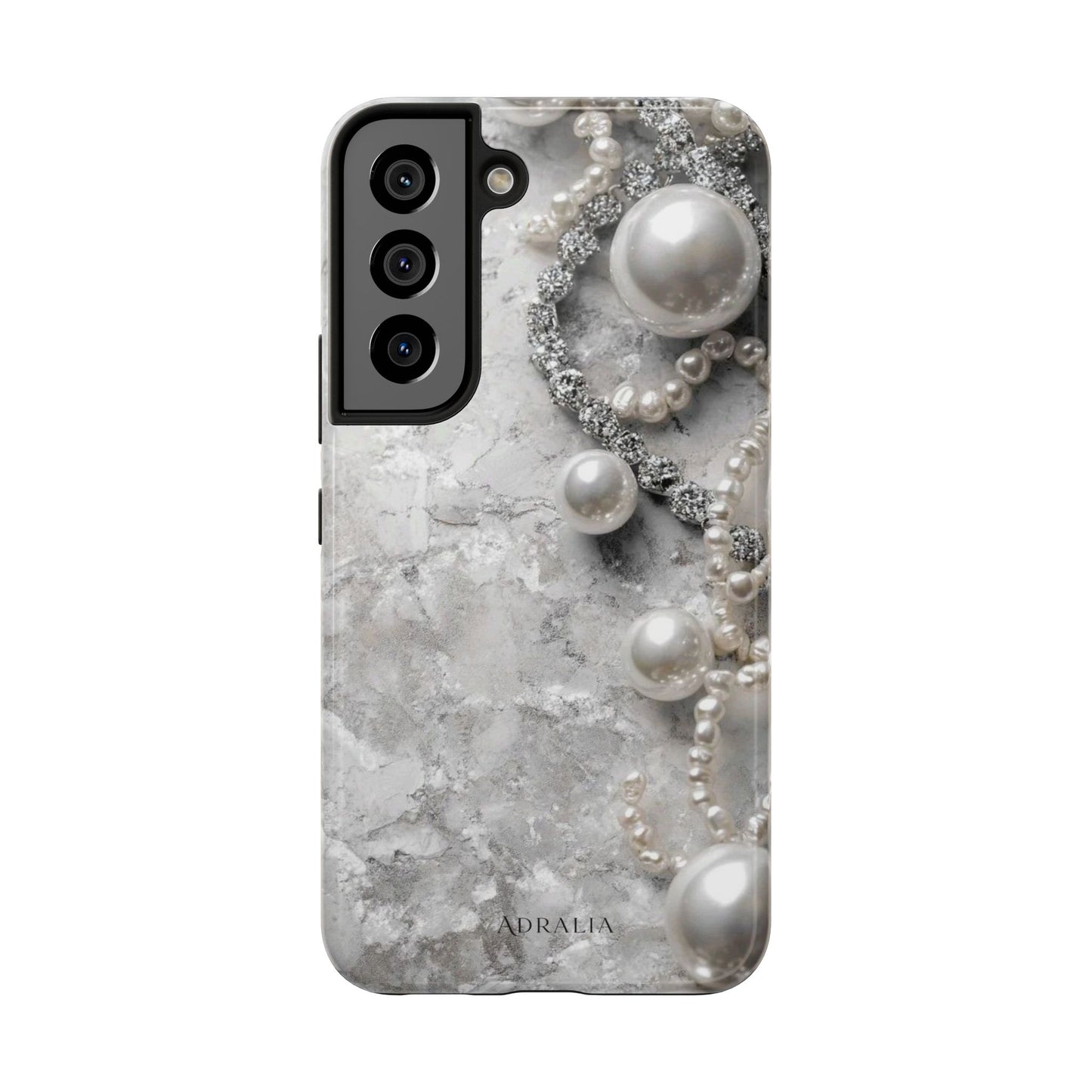 Pearl Luxe Tough Phone Case — Elegant Pearl & Crystal Protective Cover