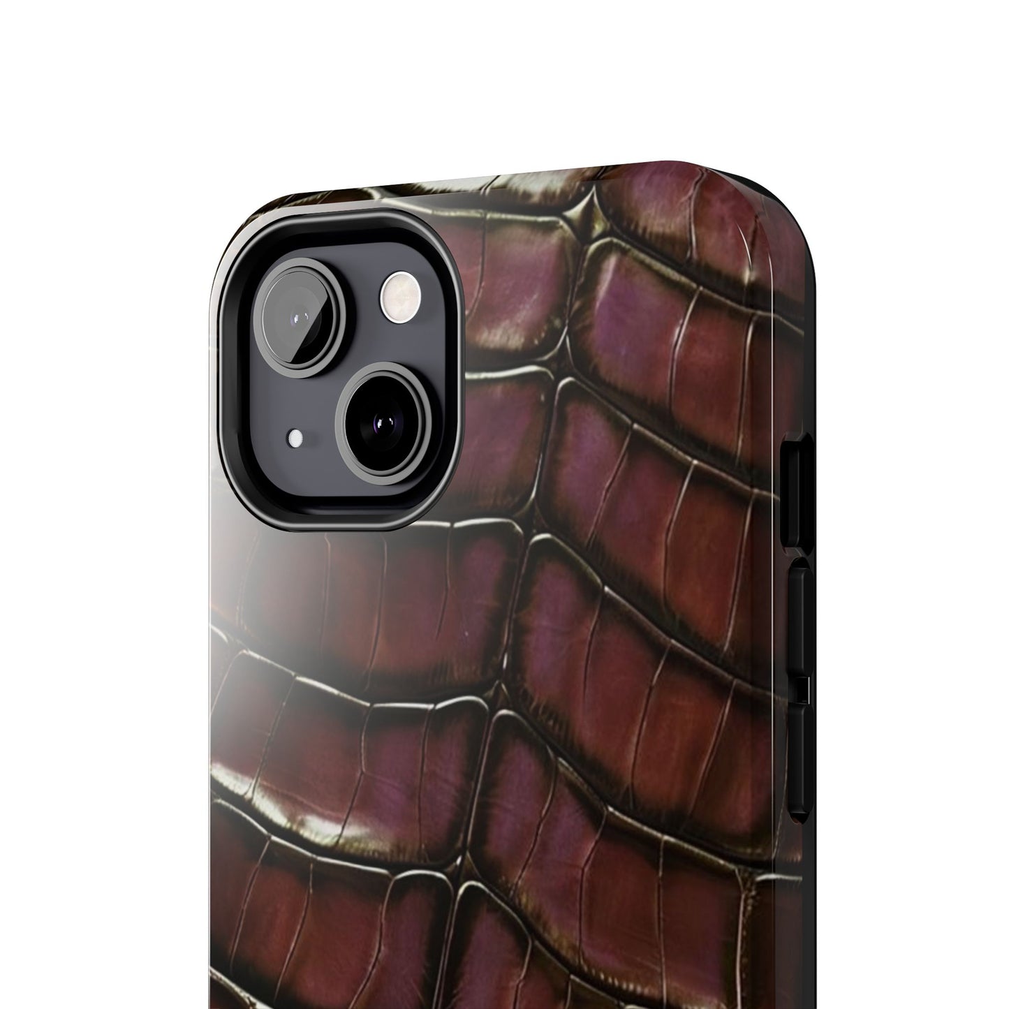 Croc-Embossed Tough Phone Case — Burgundy Faux Alligator with ADRALIA Accent