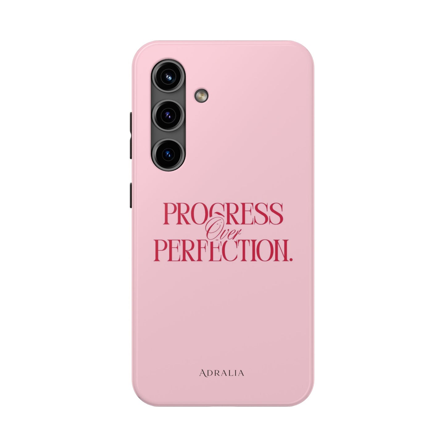 Progress Over Perfection Tough Phone Case — Pink Inspirational Protective Cover