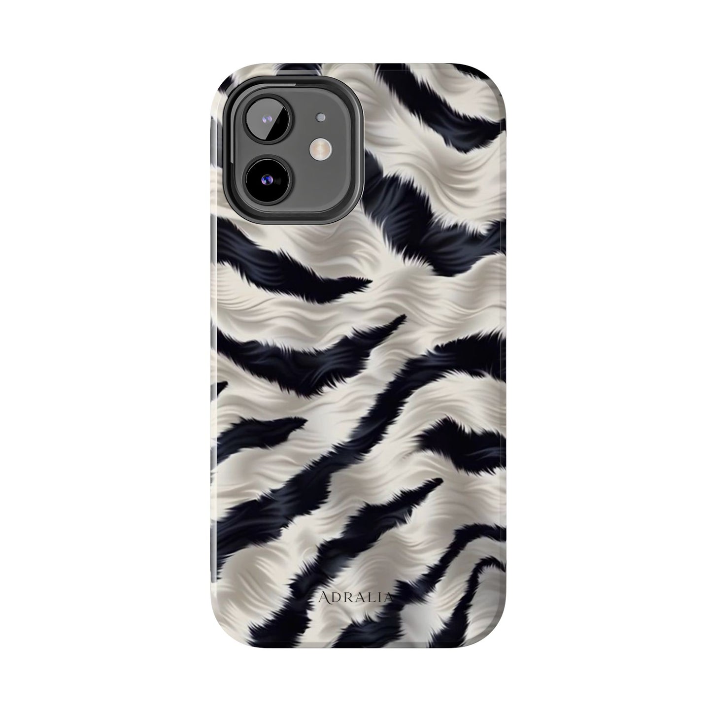 Faux Fur Zebra Tough Phone Case — Black & Ivory Animal Print