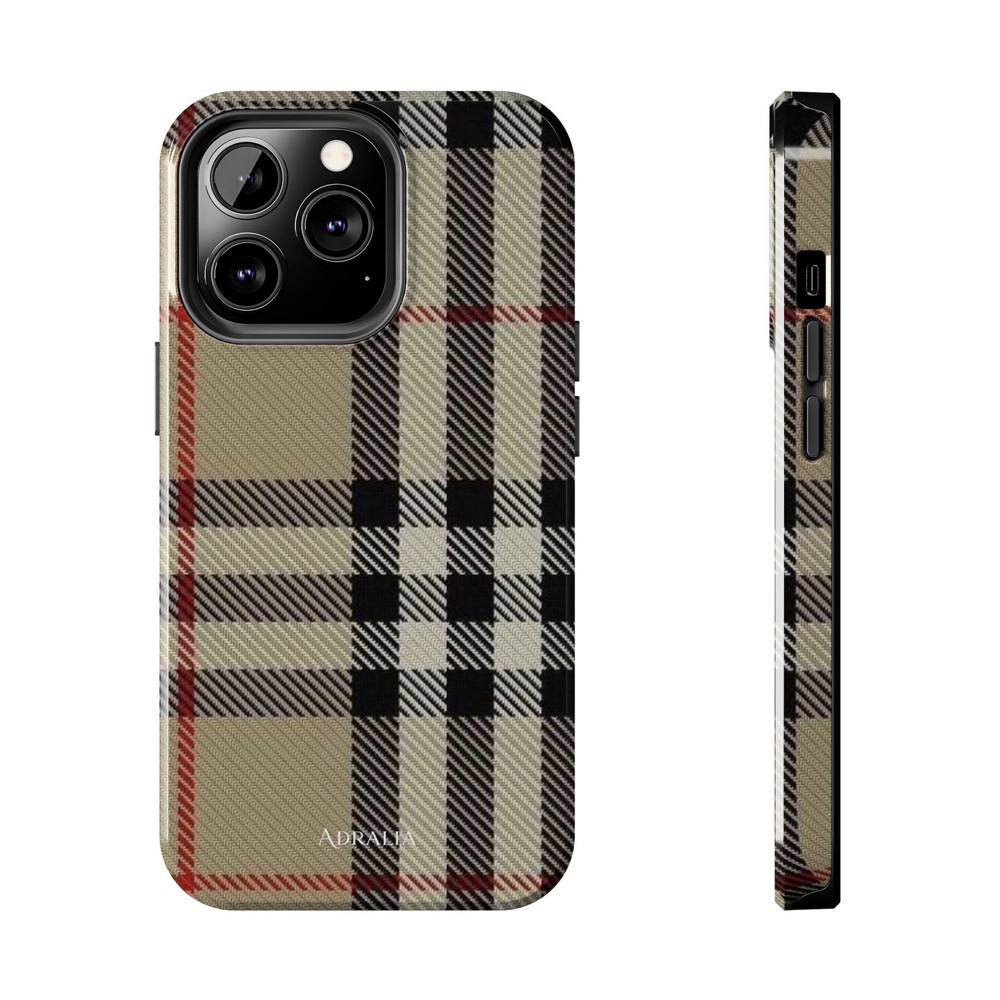 Plaid Tough Phone Case — Classic Beige Check Protective Cover