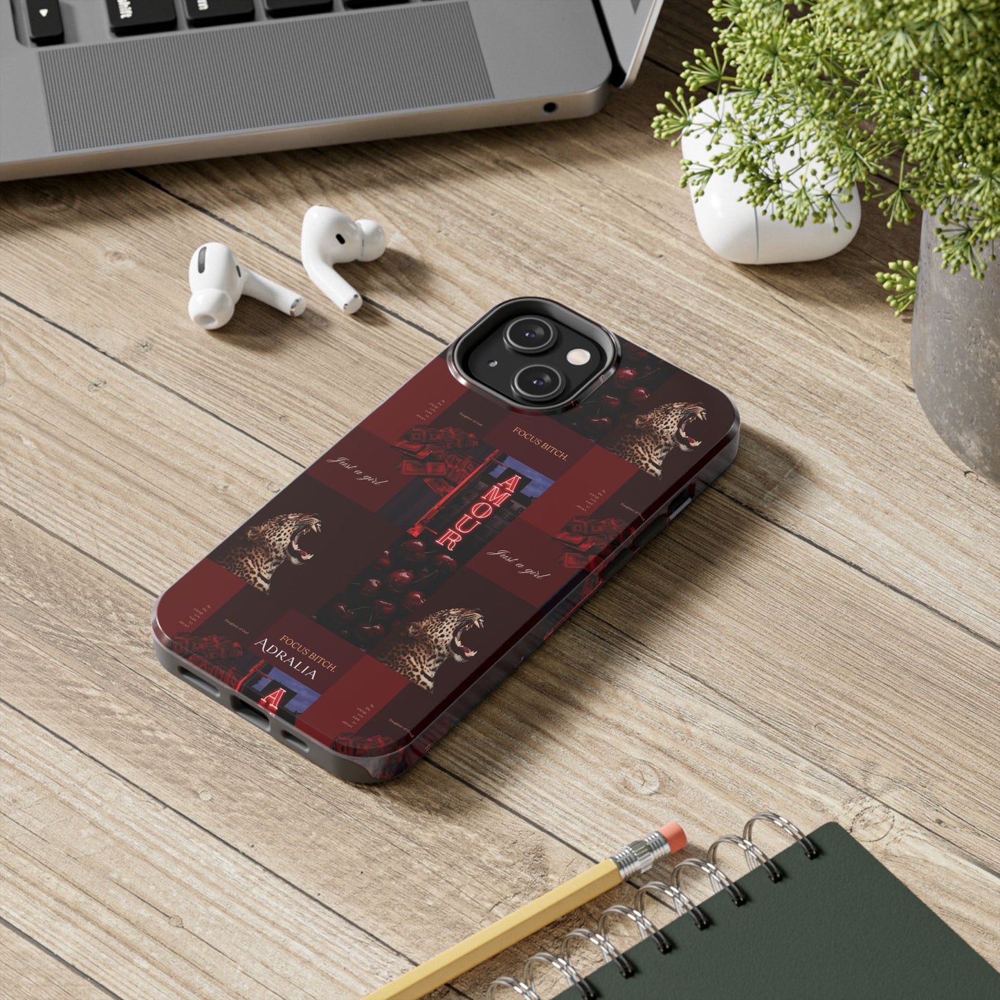 Tough Phone Case — Amour Red Leopard Graphic Protective Cover