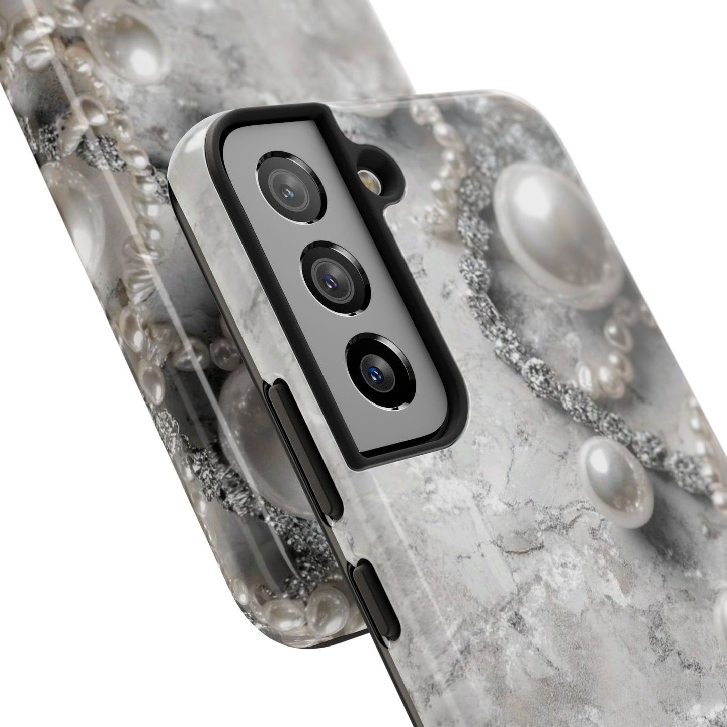 Pearl Luxe Tough Phone Case — Elegant Pearl & Crystal Protective Cover