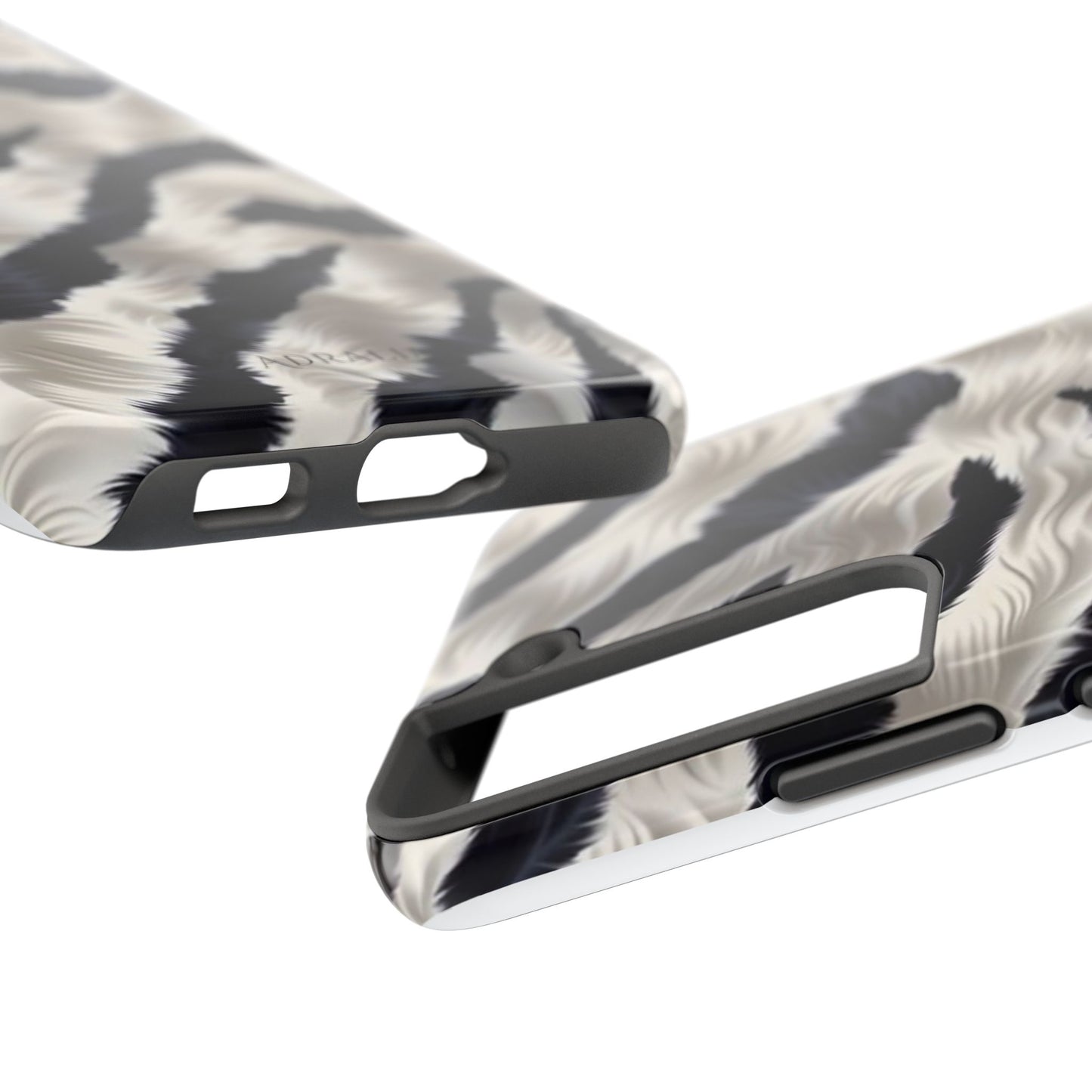Faux Fur Zebra Tough Phone Case — Black & Ivory Animal Print