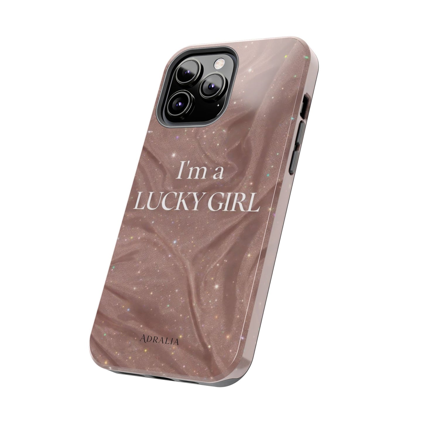 I'm a Lucky Girl Tough Phone Case – Sparkling Rose Marble Protective Cover