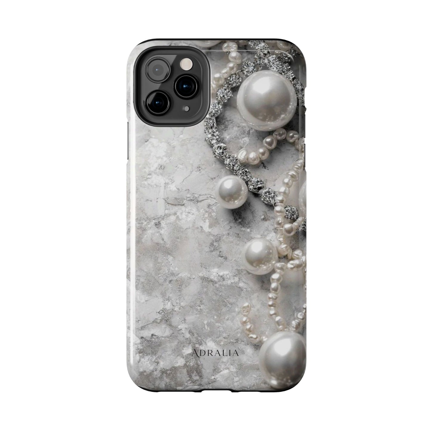 Pearl Luxe Tough Phone Case — Elegant Pearl & Crystal Protective Cover