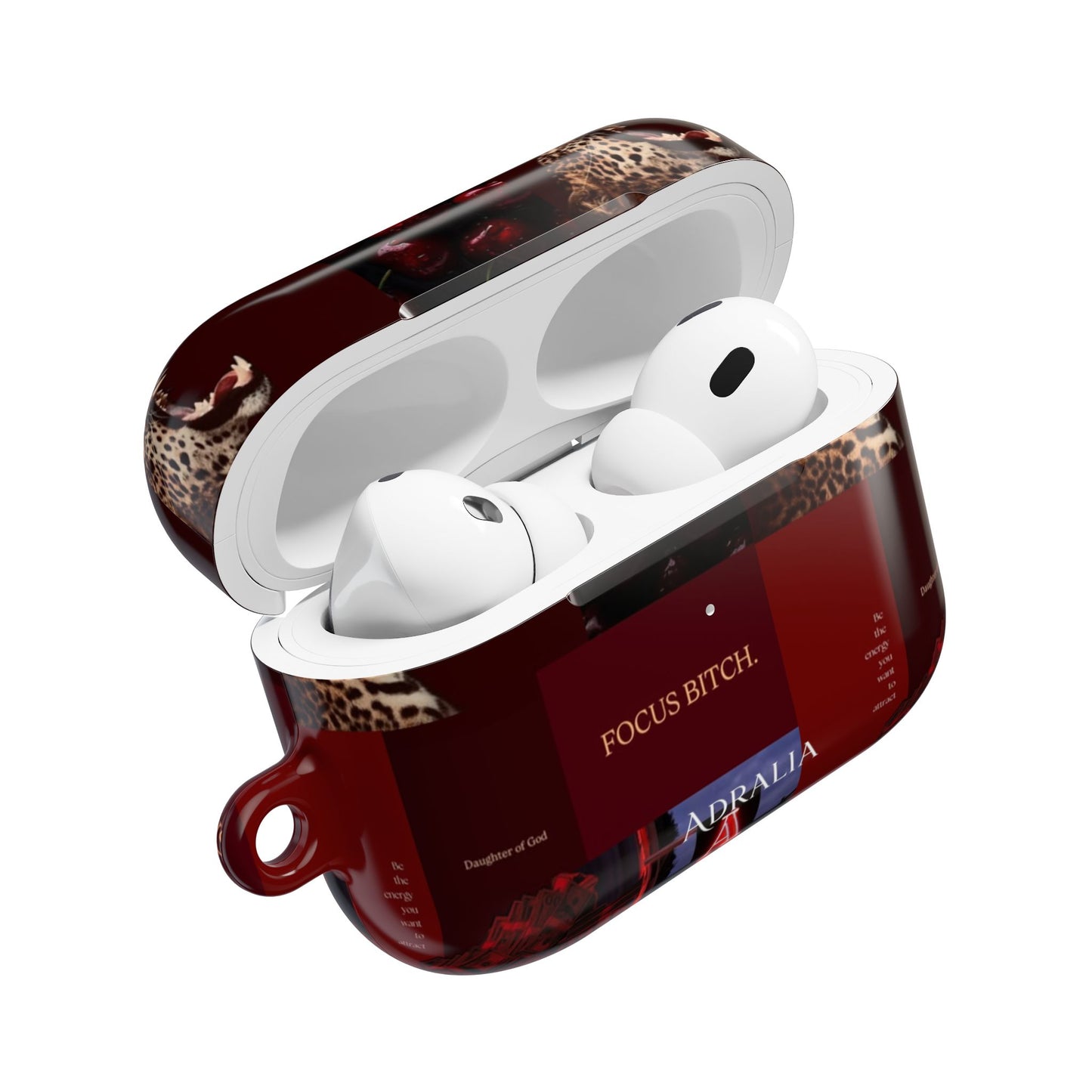 Focus Bitch AirPod Case — Red Leopard Graphic Protective Cover