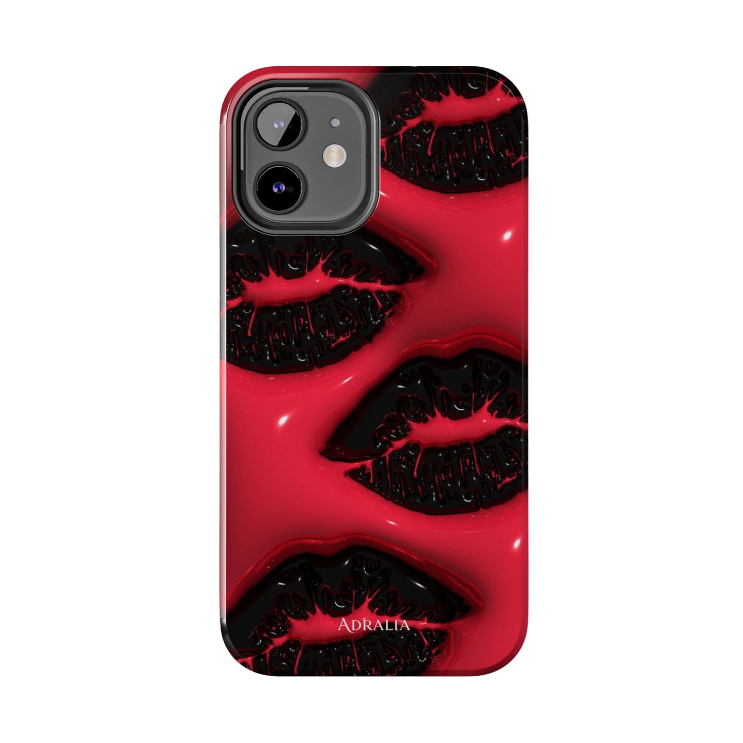 Tough Phone Case – Red Gloss Kiss Print, Shockproof Protective Cover