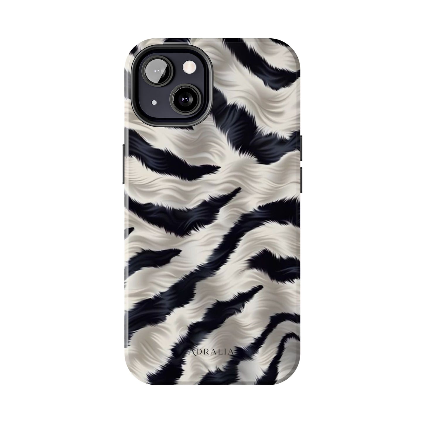 Faux Fur Zebra Tough Phone Case — Black & Ivory Animal Print